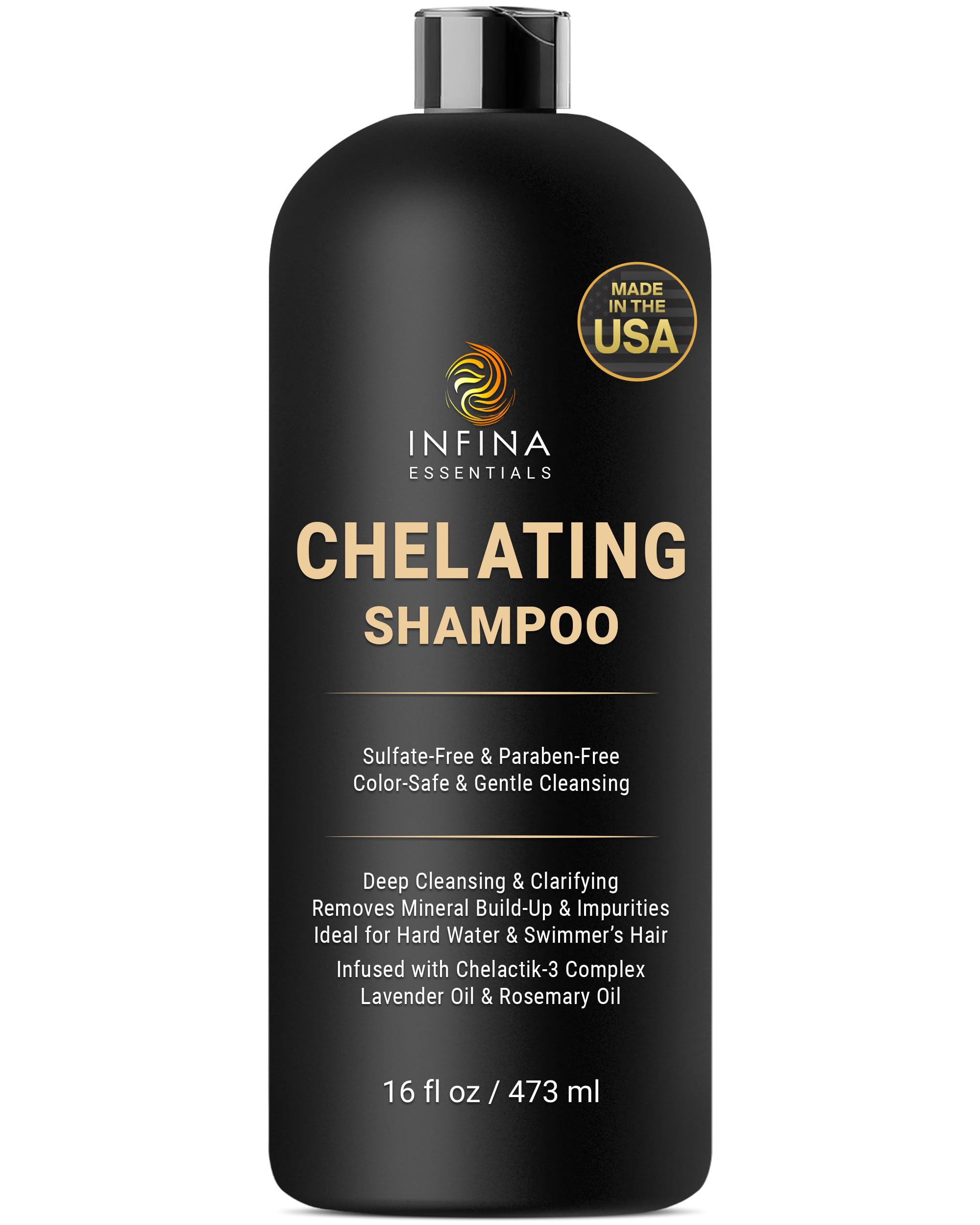 Infina Essentials Chelating Hard Water Shampoo With Chelactik-3 & Rosemary Oil - Color Safe Metal Detox Shampoo For Build-Up & S