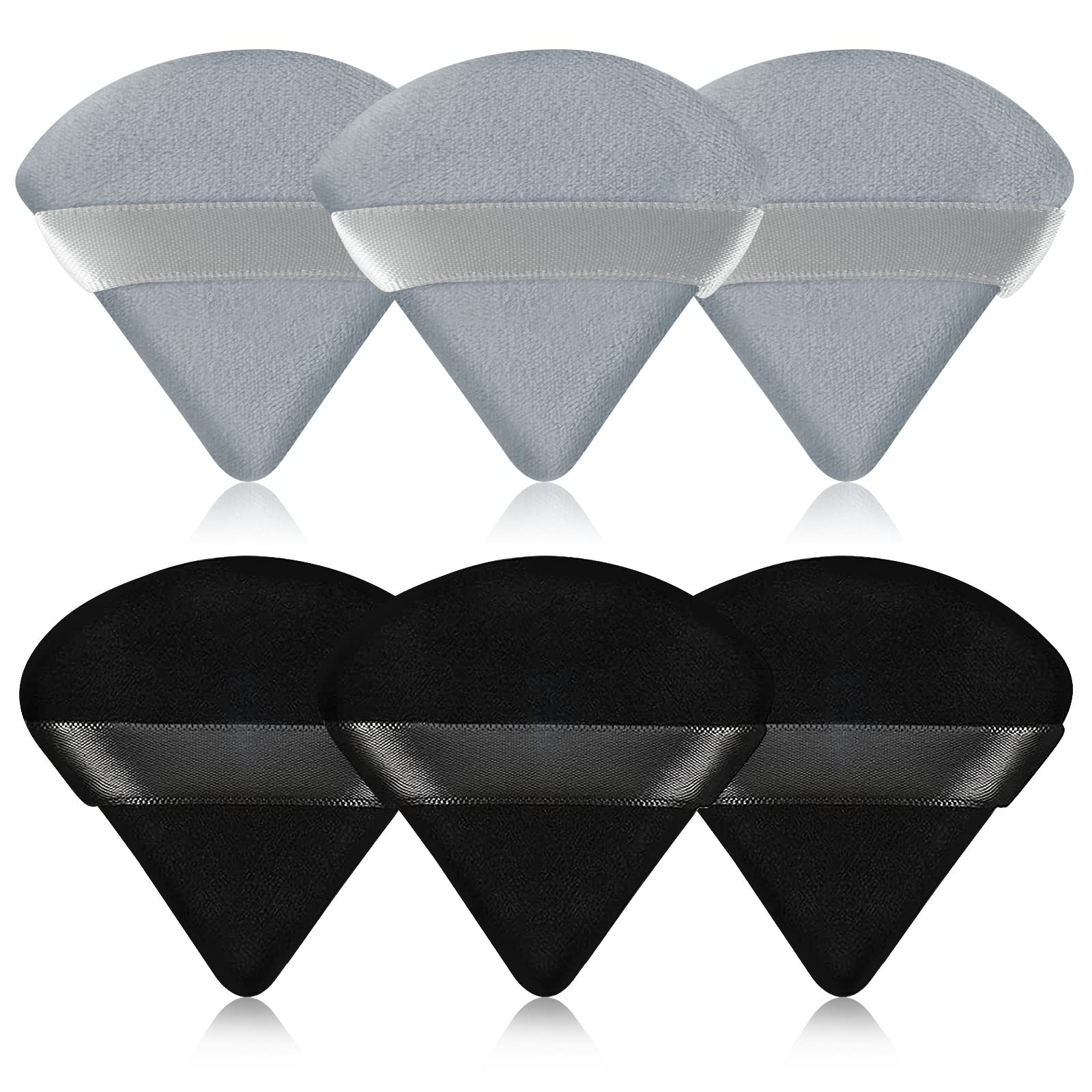 Pimoys 6 Pieces Powder Puff Face Triangle Makeup Blender Sponge Soft Velour Puffs for Loose Powder Setting Powder Cosmetic Found