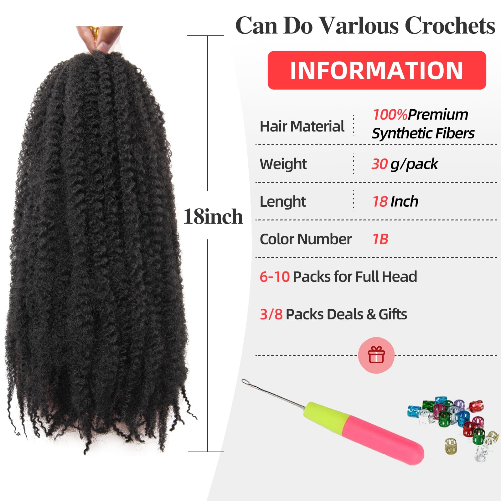 Marley Twist Braiding Hair 18 Inch Marley Twist Hair 8 Packs Cuban Twist Hair Afro Kinky Crochet Hair Synthetic Marley Hair Exte