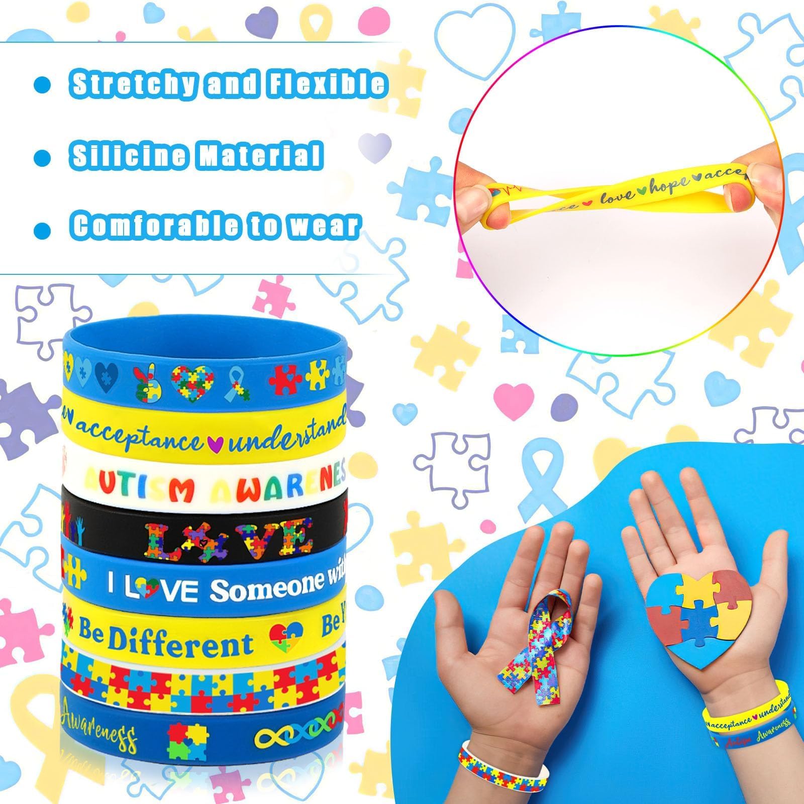 JUNEBRUSHS 120pcs Breast Cancer Awareness Silicone Bracelets Pink Ribbon Hope Faith Strength Courage Accessories Wristbands for