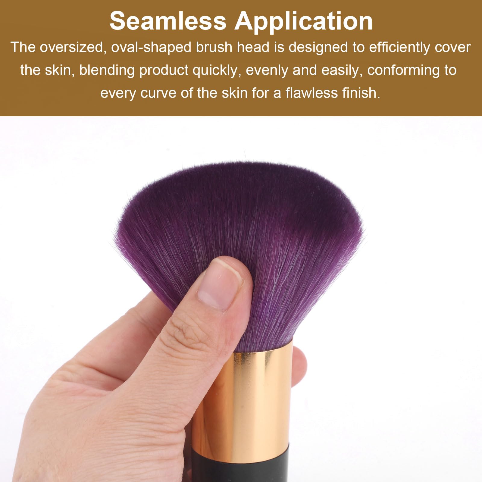 Tanning Brush for Self Tan, Large Vegan Brush Soft Self Tanner Face Applicator Professional Makeup Tool for Tan Application (Bla
