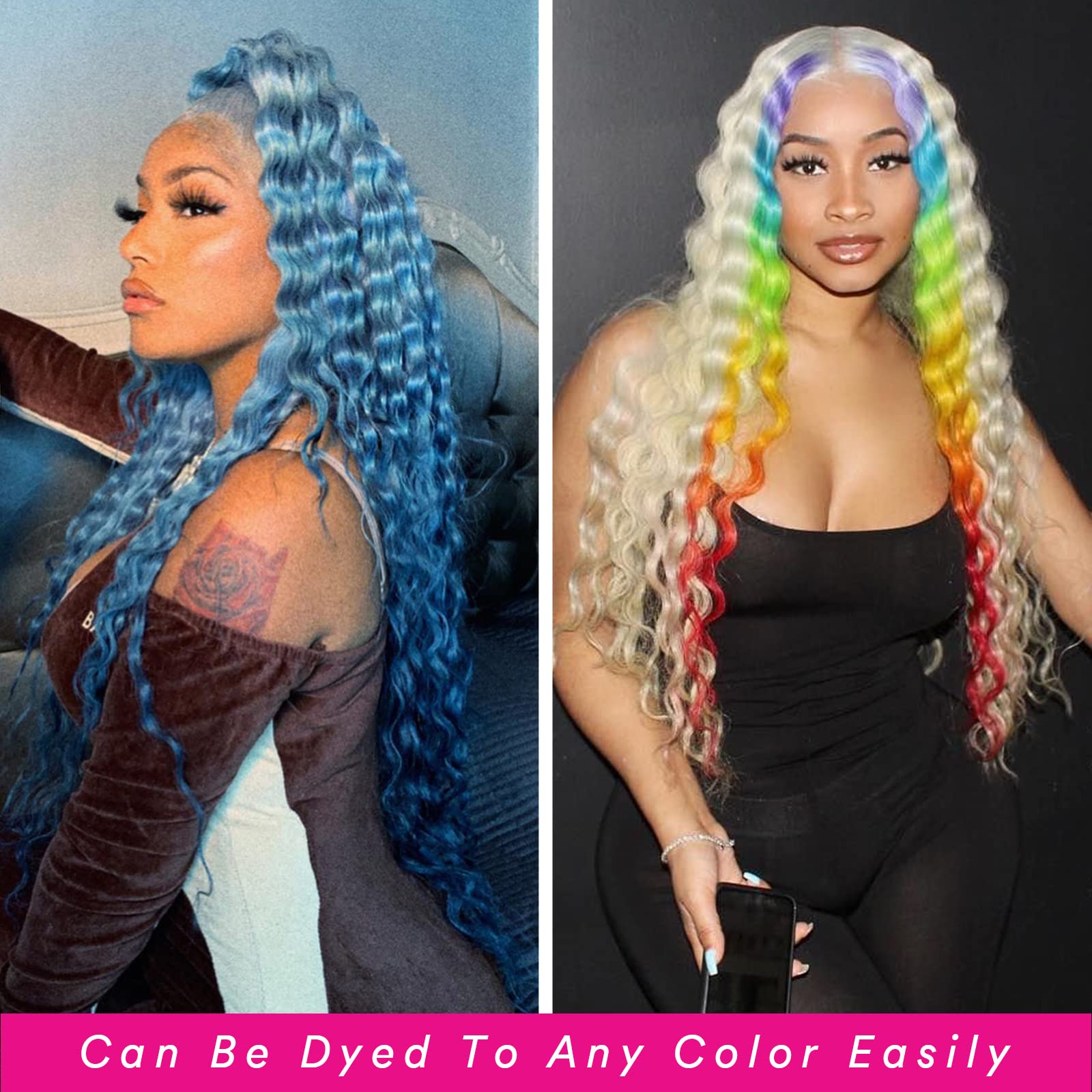 613 Lace Front Wig With 13X6 Transparent Deep Wave Lace - 180 Density, Free Part, Bleached Knots, Baby Hair - 613 Hd Lace Fronta