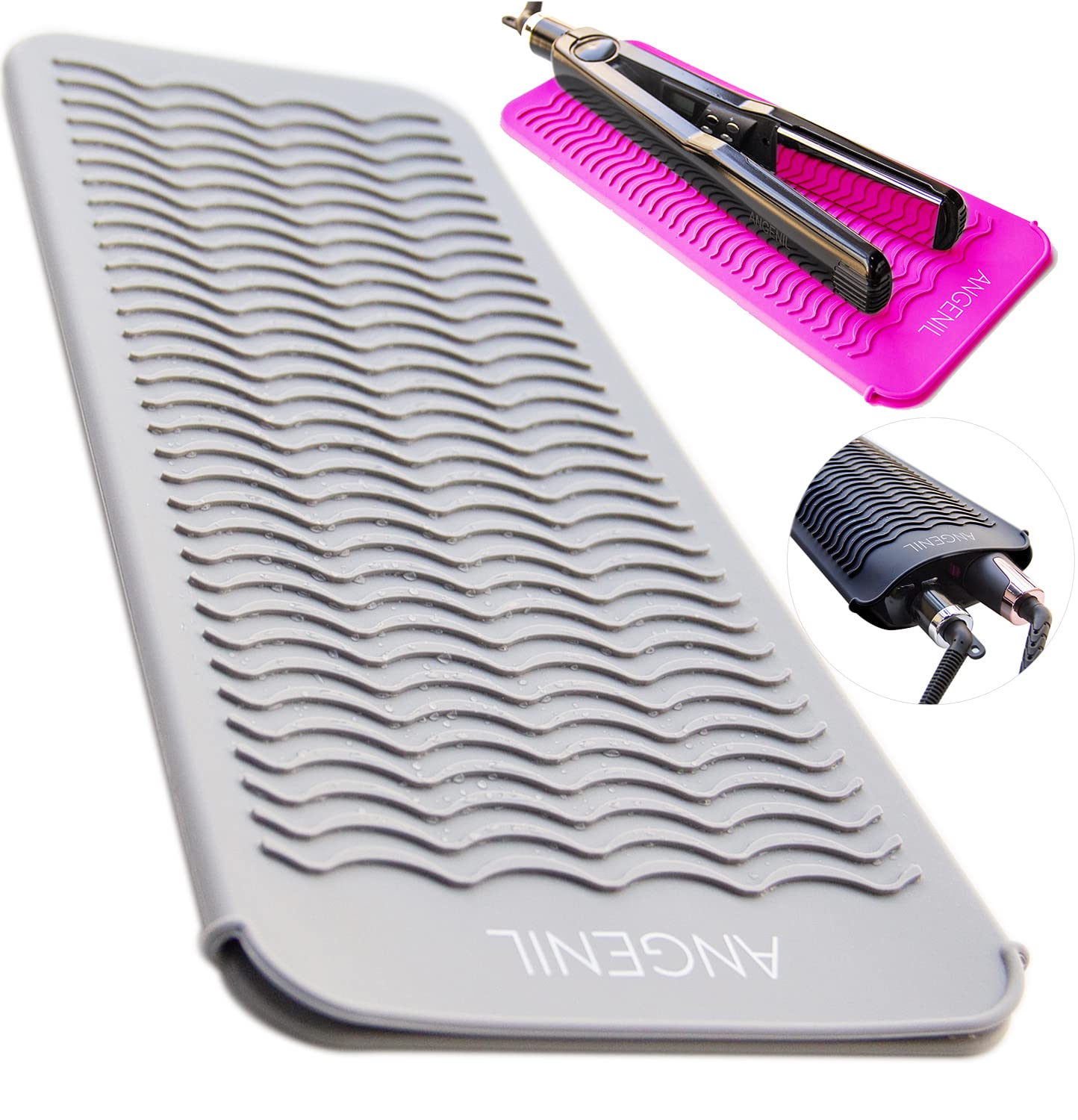 ANGENIL Professional Silicone Heat Resistant Mat Pouch for Hair Straightener, Curling Iron and Flat Iron, Portable Travel Mat an