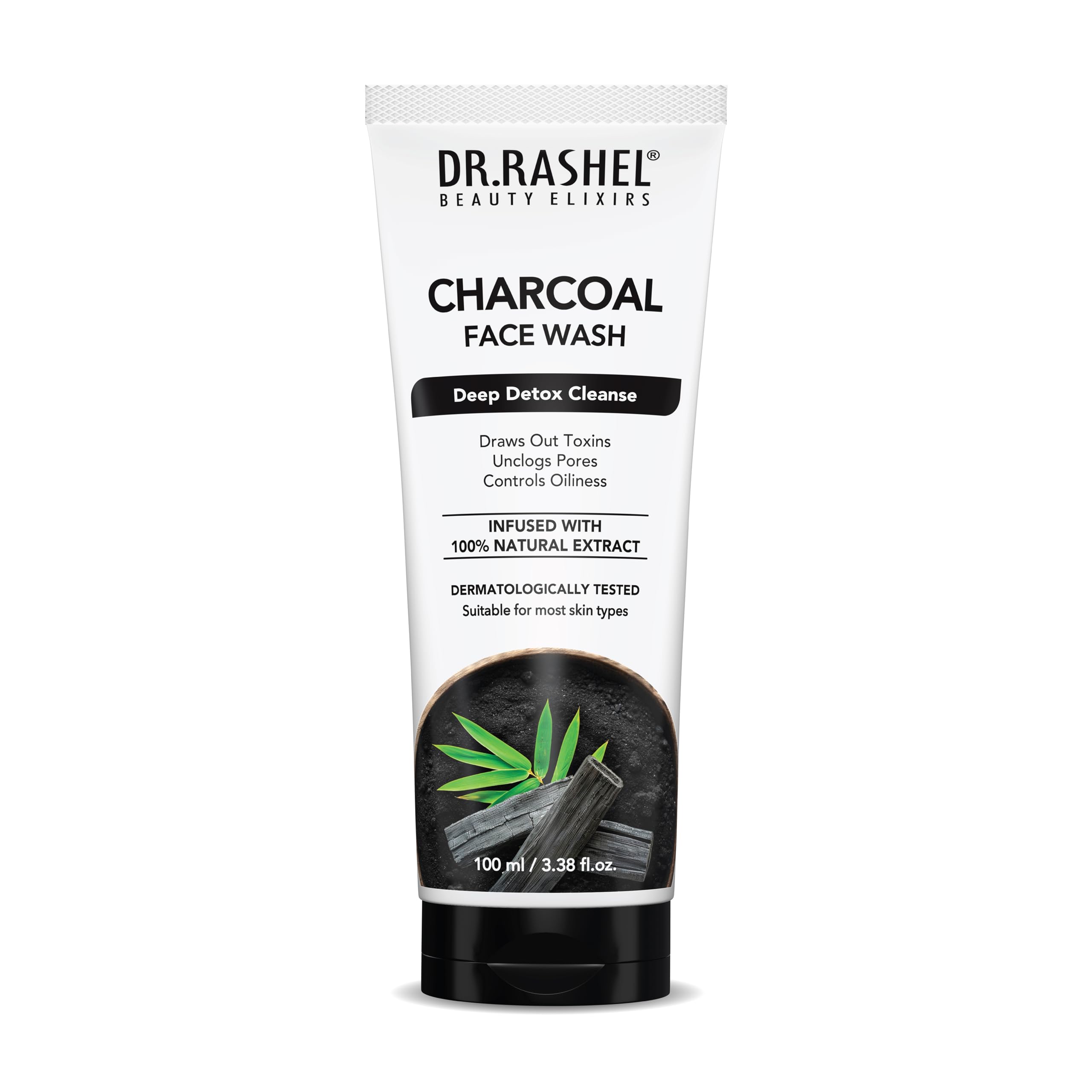 Dr.Rashel Charcoal Face Wash Deep Cleansing & Anti-Polltion With Active Cool With No Parabens, Sls, Silicones & Colour (100 Ml)