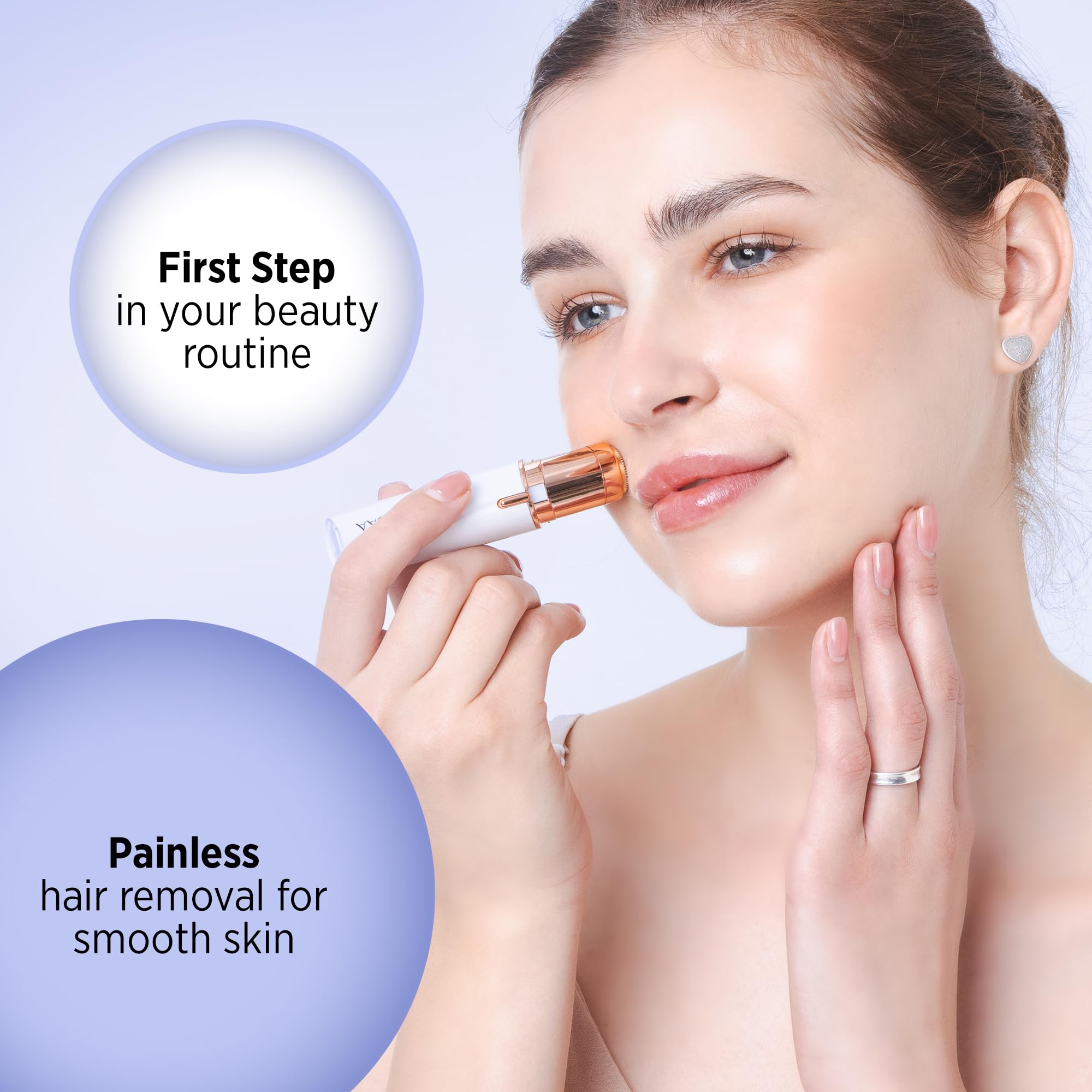 Kradaa Facial Hair Removal For Women: Rechargeable Hair Removal Device - Painless Womens Face Razor Peach Fuzz (White)