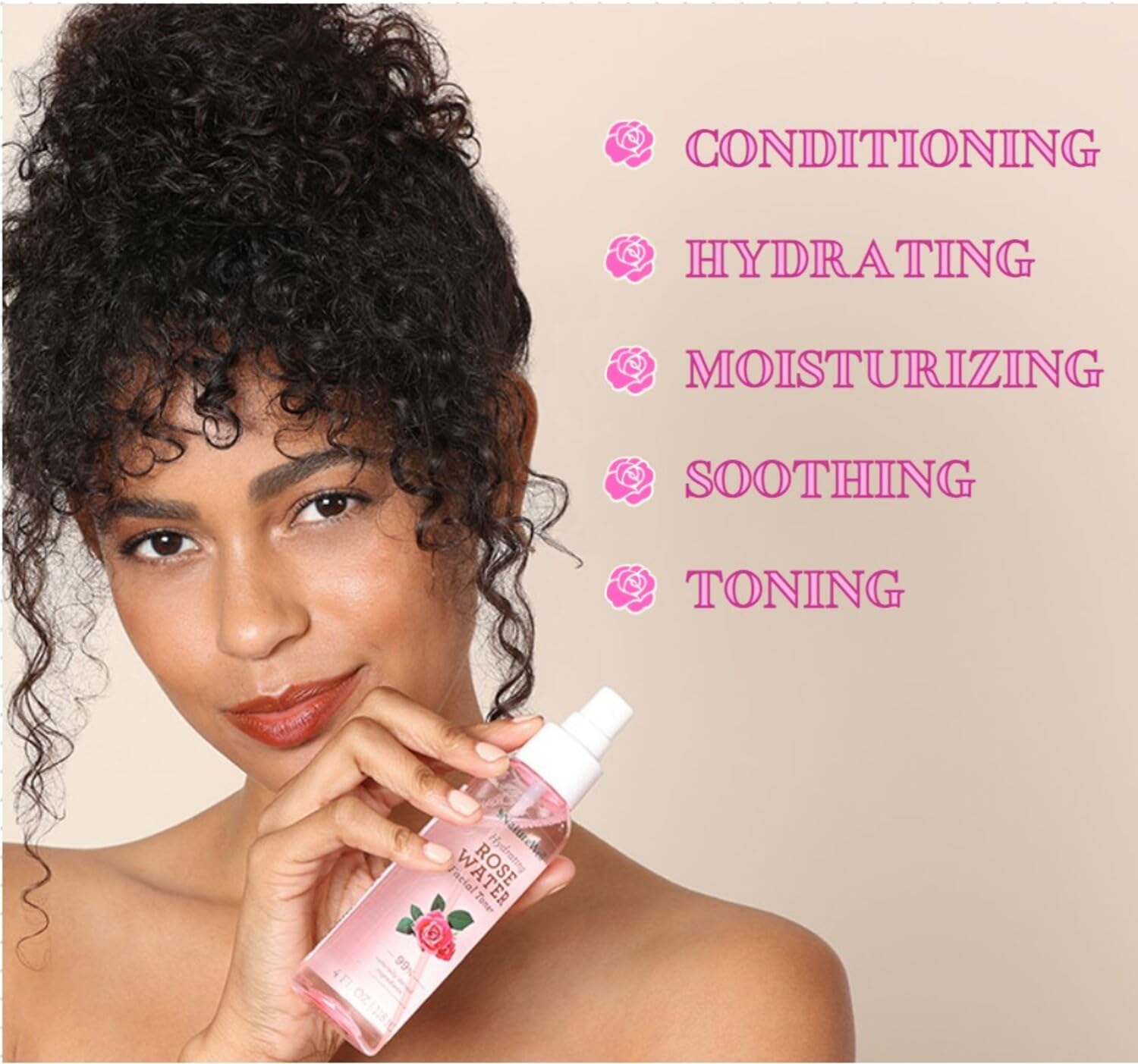 Naturewell Rose Water Hydrating Facial Toner Mist For Dewy & Radiant Skin, 100% Vegan, Refreshing, Conditioning, Soothing, Redne
