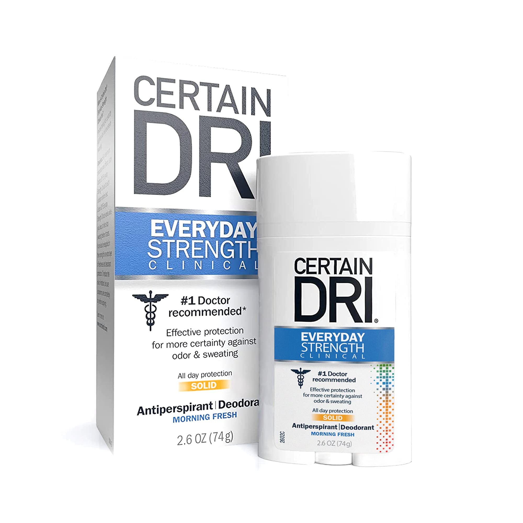 Certain Dri Everyday Strength Clinical, Antiperspirant/Deodorant, Morning Fresh Solid 2.6 Oz (Pack Of 7)