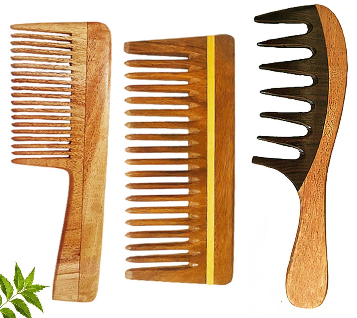 Wooden Curly Hair Wide Tooth Comb | Neem Wood Curly Hair Comb For Women & Men | Hair Growth | Anti Dandruff | Detangler Comb (Ne