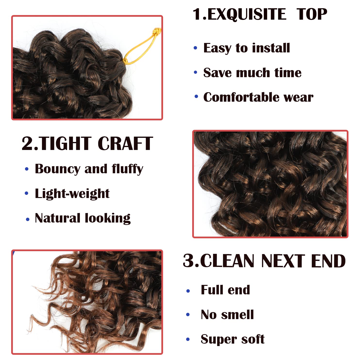 Gogo Curl Crochet Hair 12 Inch 8 Packs Short Curly Crochet Hair For Blcak Women - Beach Curl Crochet Hair - Deep Wave Crochet Ha