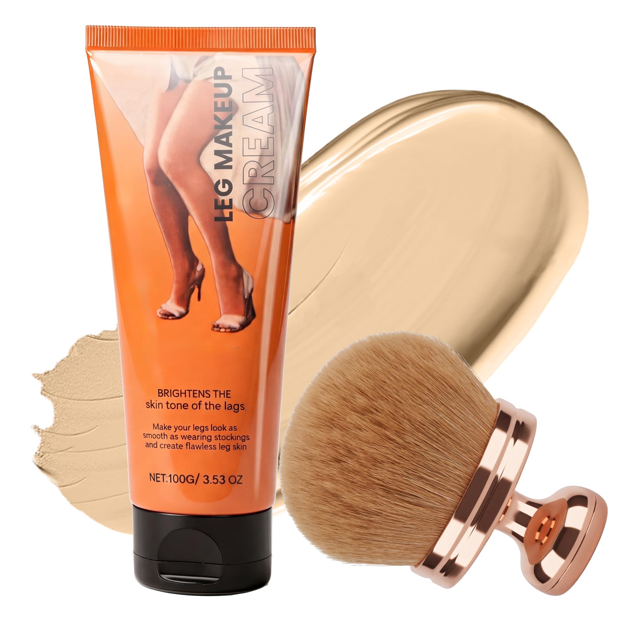Tattoo Cover Up Makeup Waterproof, Tattoo Concealer with Body Kabuki Brush for Leg Body Make Up, Long Lasting Full Coverage Conc