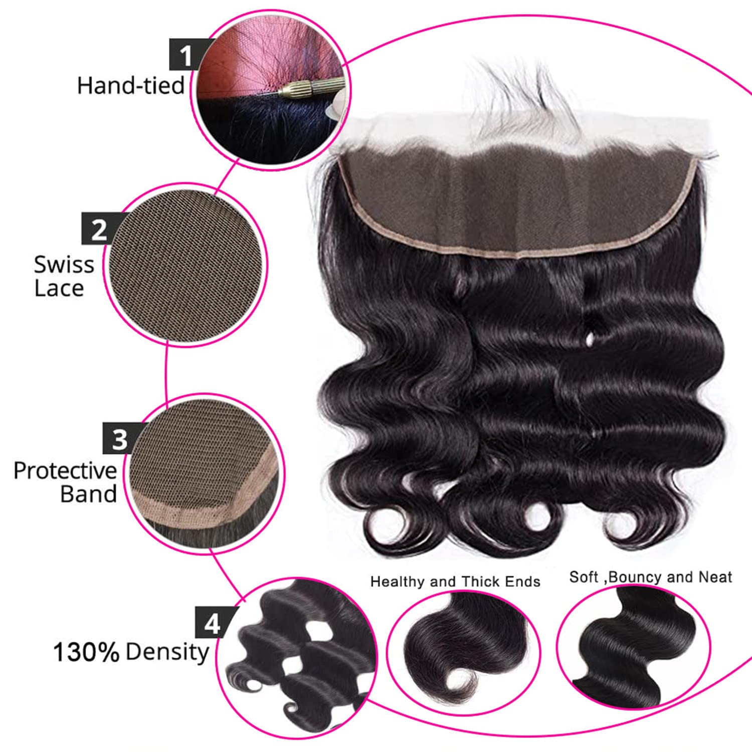 Selina Lace Closure 13X4 Lace Frontal Closure Body Wave Transparent Lace Frontal Closure Brazilian Body Wave Human Hair Frontal