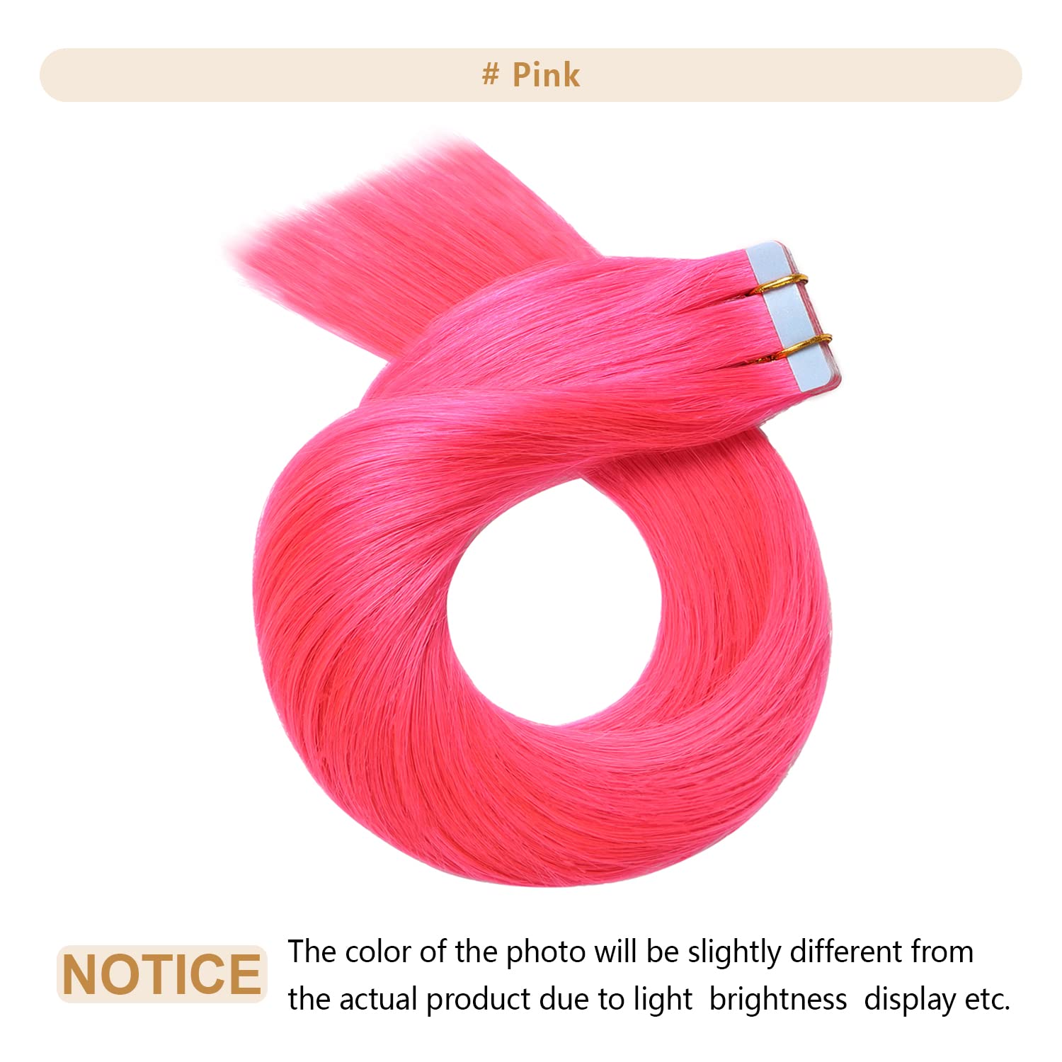 Yilite 20Pieces/Pack 50G 20Inches Pink Tape In Hair Extensions Human Hair,Seamless Tape In Human Hair Extensions,Silky Straight