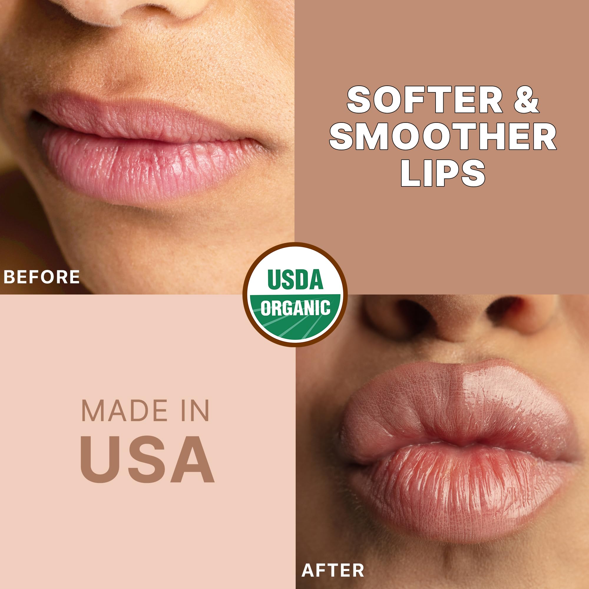 USDA Organic Lip Scrub Vanilla - USA Made All Natural Lips Exfoliator, Valentines Day Gifts, Moisturizing Scrub for Dry Lips, Li