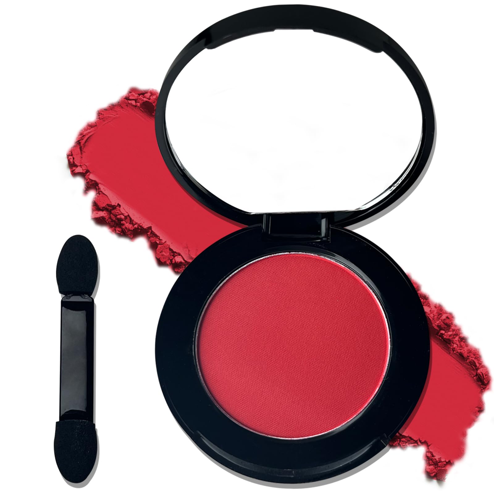 Meicoly Red Single Eyeshadow With Mirror,Matte Eye Shadow For Halloween Makeup,Pressed Powder Eyeshadow,Matte Shade Eyelid Color