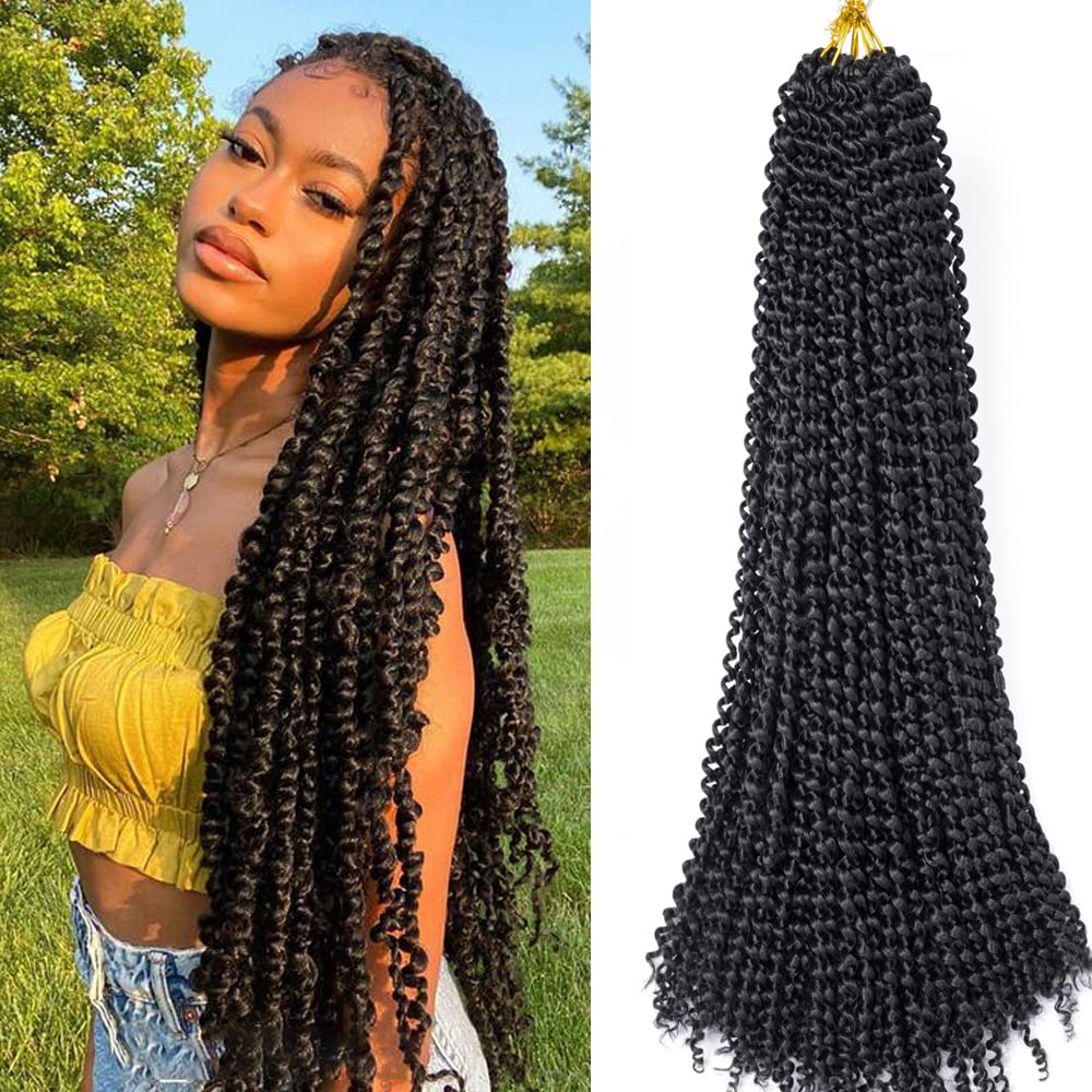Passion Twist Hair 36 Inch, 8Pcs Water Wave Passion Twist Crochet Hair Extensions Long Bohemian Hair Braiding Passion Twist Brai