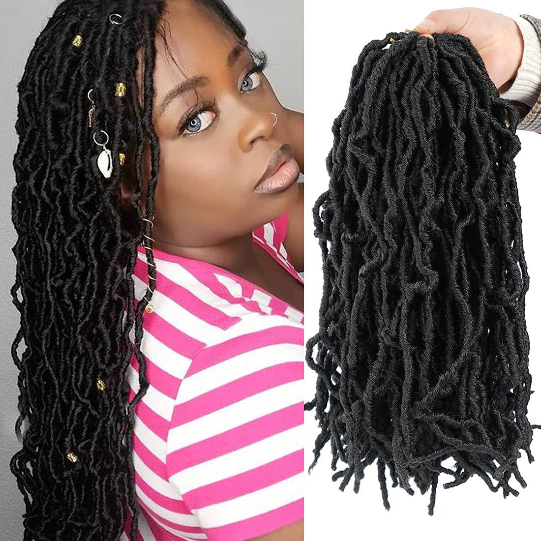 Youngther New Faux Locs Crochet Hair 14 Inch 6 Packs Fashion Extended Soft Locs For Black Women Most Natural Locs Crochet Braidi