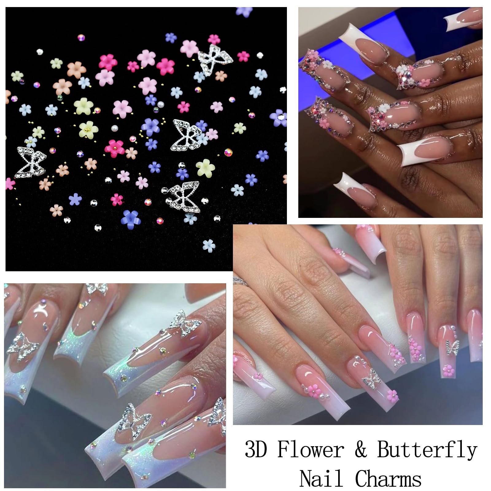 Votacos Nail Charms Rhinestones Colorful Nail Art Gems With Nail Glue Gel Flatback Pearls Nail Supplies Luxurious Crystal Ab Rhi