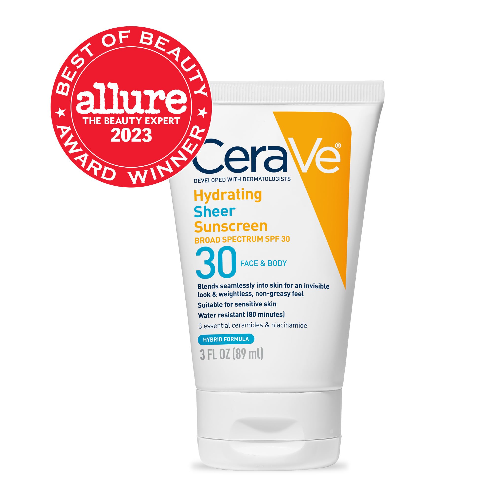 Cerave Hydrating Sheer Sunscreen Spf 30 For Face And Body | Mineral & Chemical Sunscreen With Zinc Oxide, Hyaluronic Acid, Niaci