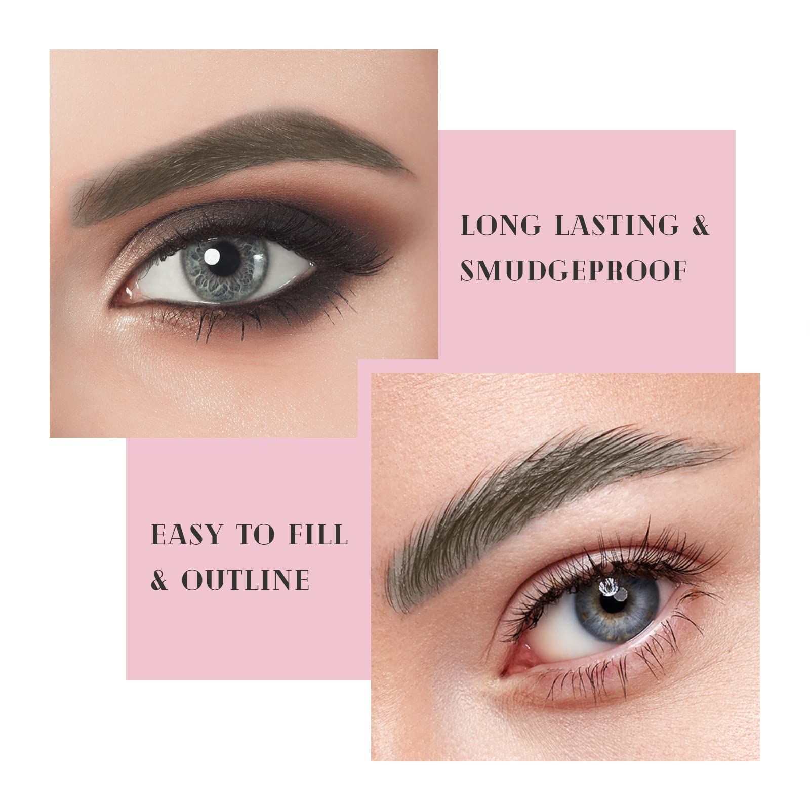 Music Flower Double Ended Eyebrow Pencil, Waterproof Natural Brow Enhancing Pen, Long Lasting Eye Makeup, Pack Of 1, Khaki Brown