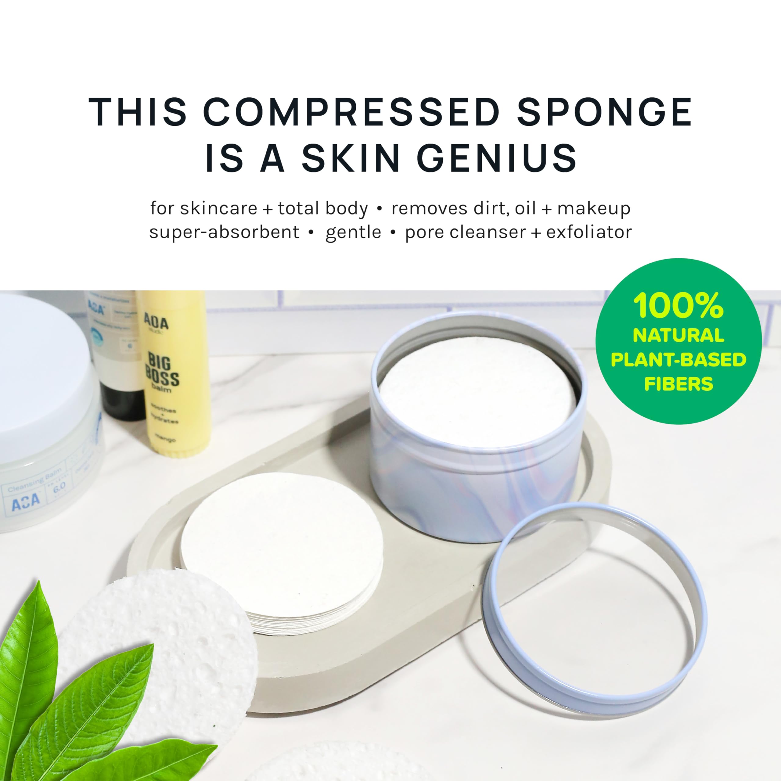 Aoa Studio 50-Count Compressed Facial Sponges 100% Natural Cosmetic Spa Sponges For Facial Cleansing, Exfoliating Mask, Remove F