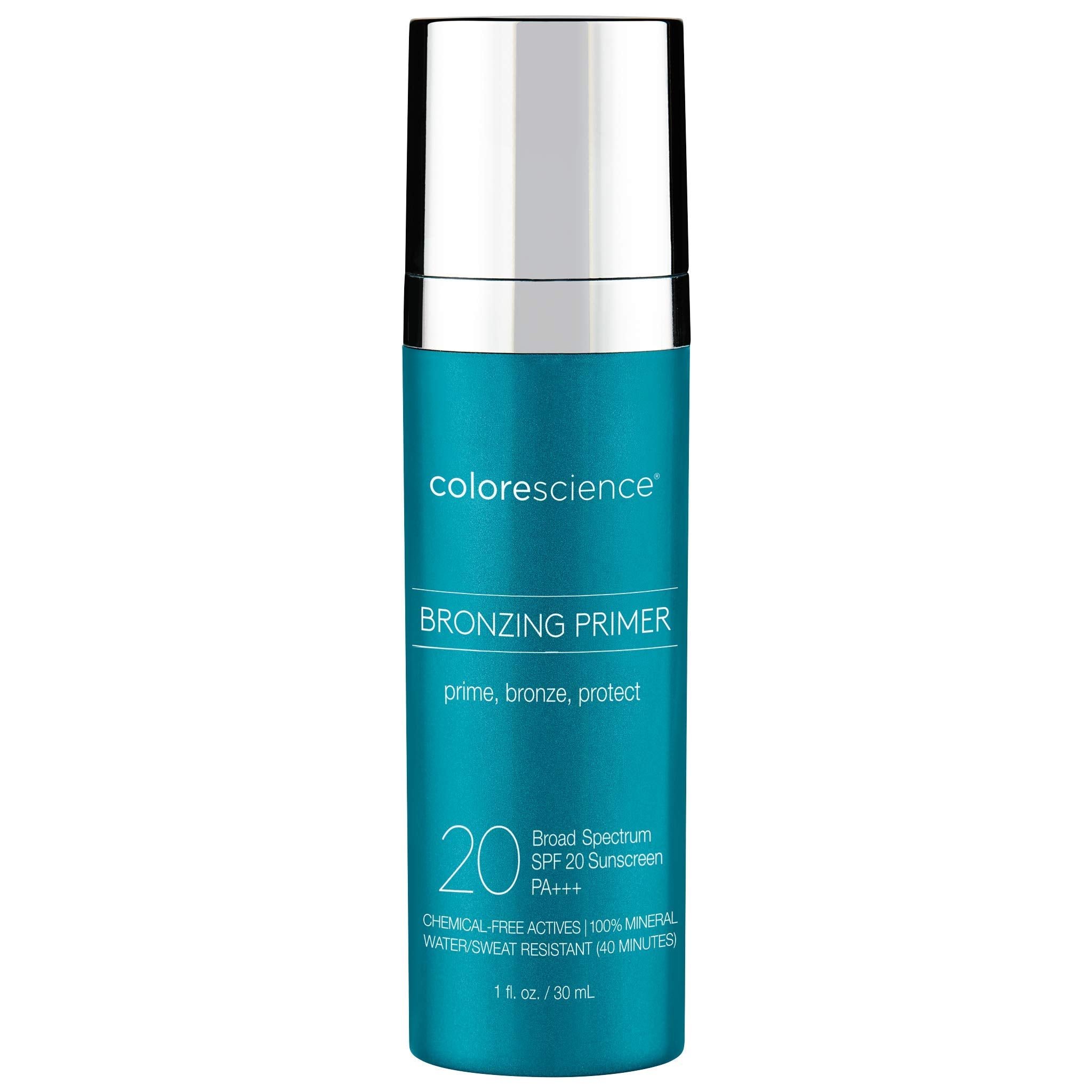 Colorescience Bronzing Primer Spf 20, Water Resistant Mineral Sunscreen, Broad Spectrum Spf 20 Uva/Uvb Skin Protection, 1 Fl Oz