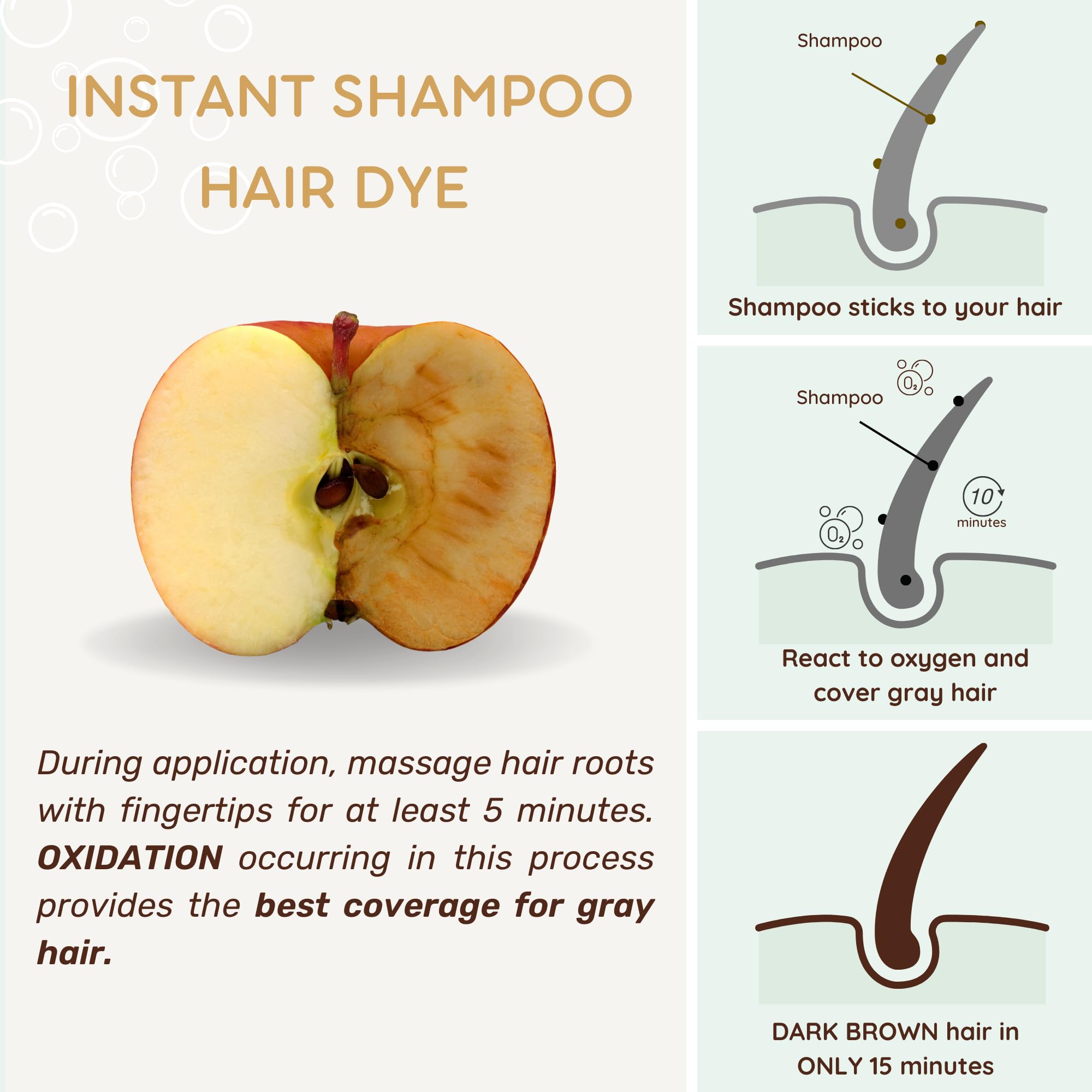 Kilomets Dark Brown Hair Dye Shampoo 400Ml- 100% Grey Coverage In Minutes - Ammonia Free Hair Color Shampoo Gray Silver Hair (Da
