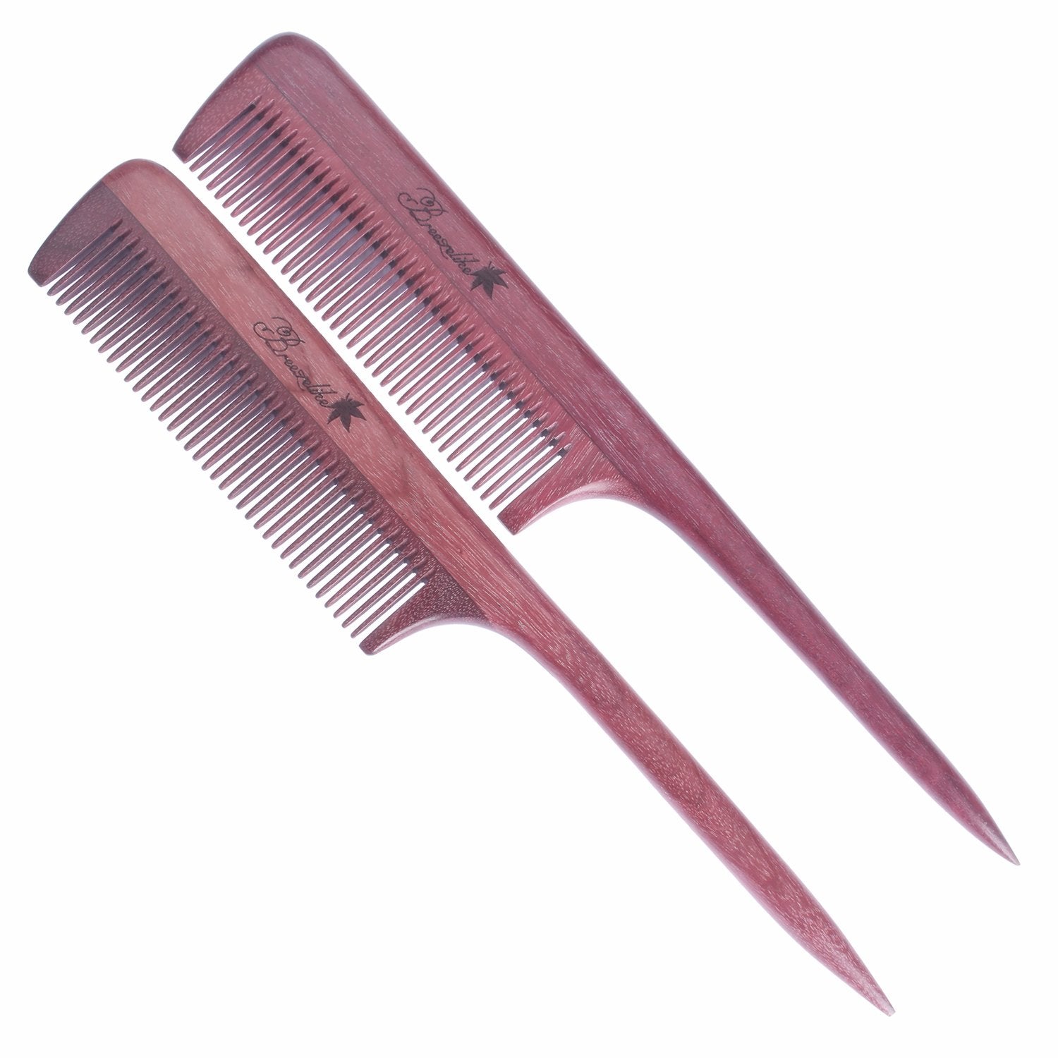 Breezelike Hair Combs - Fine Tooth Purpleheart Wooden Tail Comb - No Static Teasing Hair Comb For Women