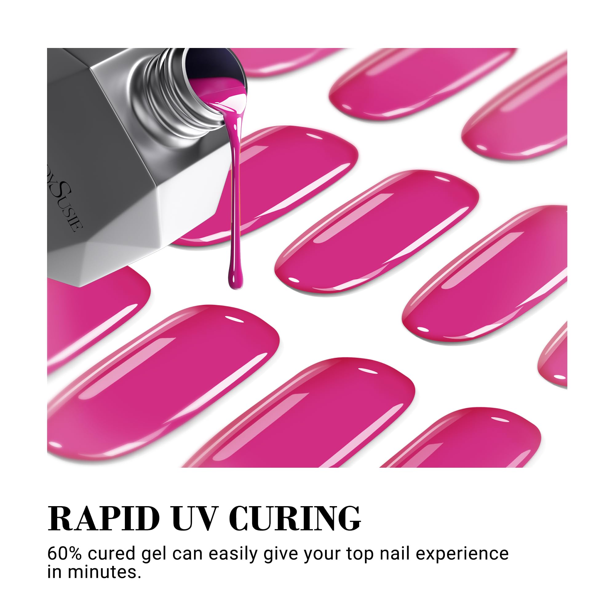 Melodysusie Semi Cured Gel Nail Strips, Hot Pink - Works With Any Nail Lamps, Salon-Quality, Long Lasting, Easy To Apply - Inclu
