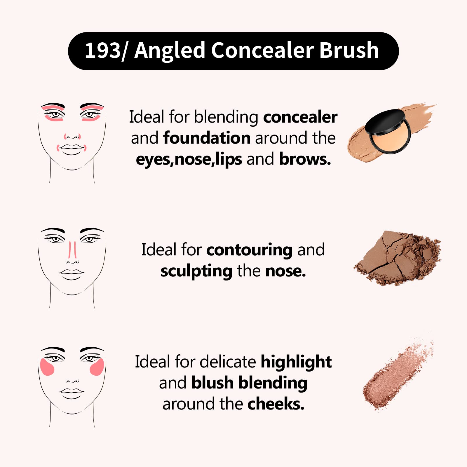 Albeaut Concealer Brush, Under Eye Makeup Small Angled Precision Face Blending Brush, Eye Liquid Cream Foundation Concealer For