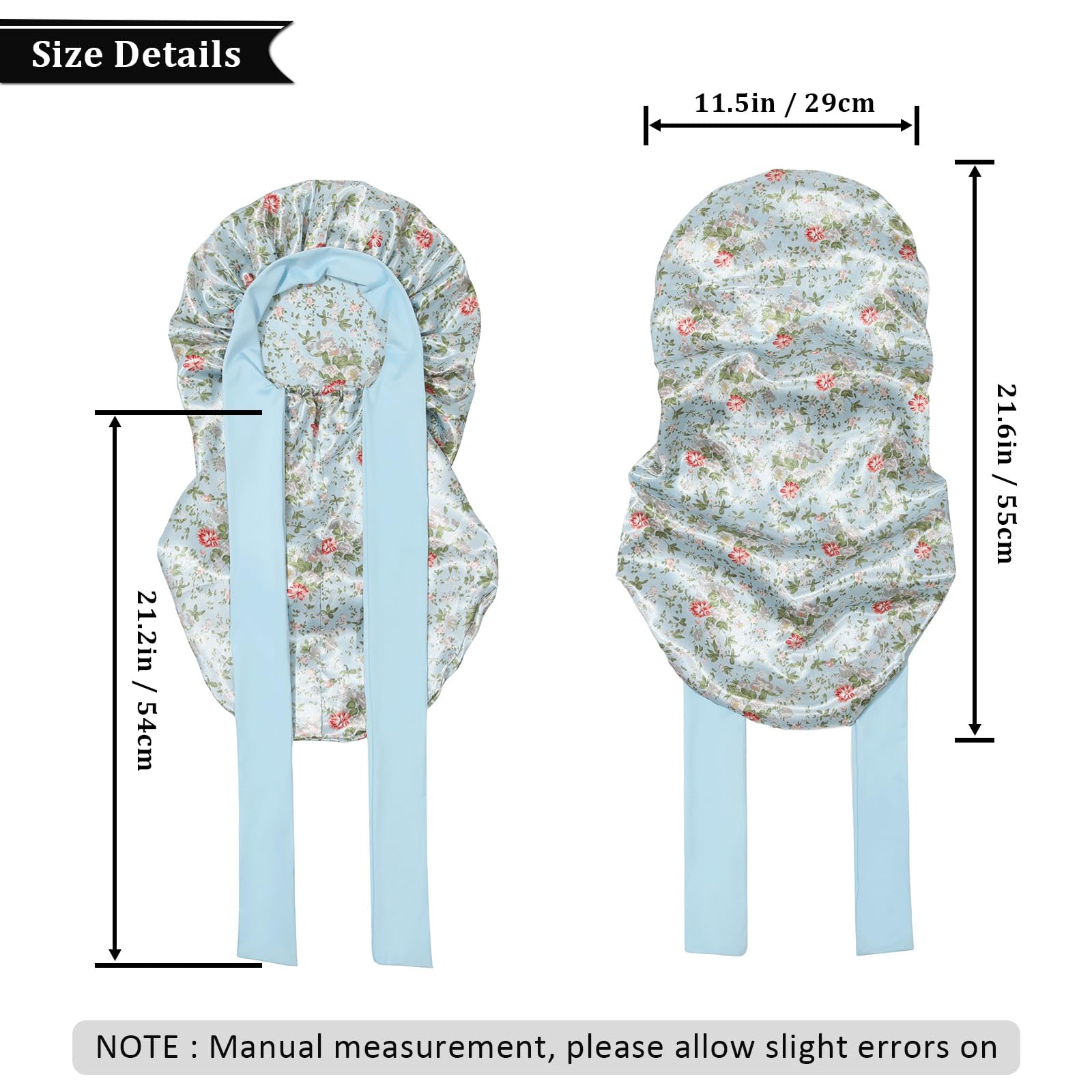 Awaytr Long Toddler Silk Bonnet For Sleeping Elastic Satin Bonnets For Curly Hair Braid Bonnet Night Cap For Aged 3-12 Kids (Flo