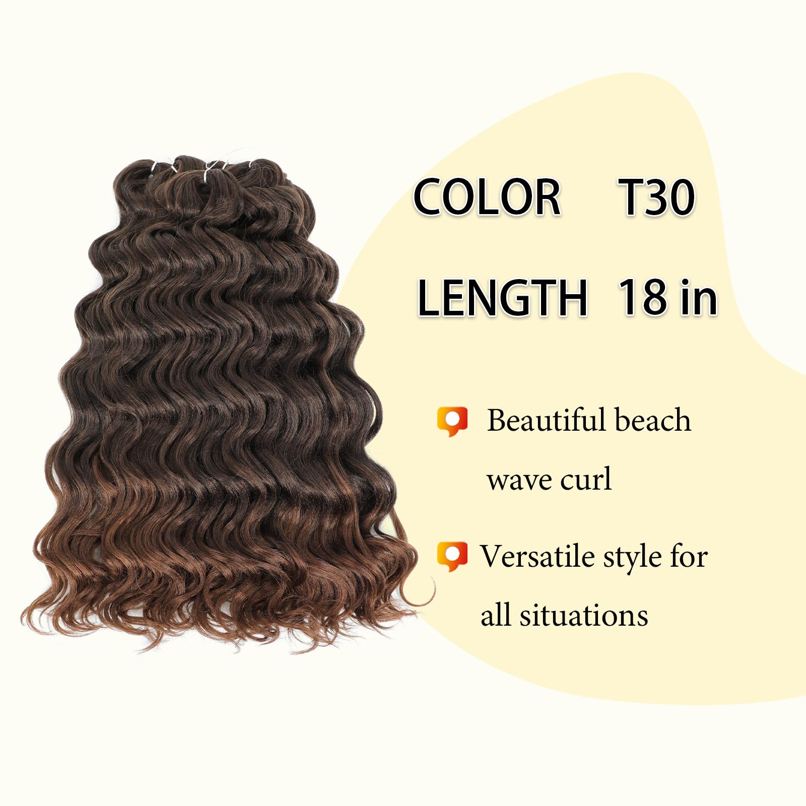 Ocean Wave Crochet Hair 18Inch 7Packs, Wet And Wavy Braiding Hair For Black Women, Deep Wave Crochet Hair Curly Braiding Hair Ex