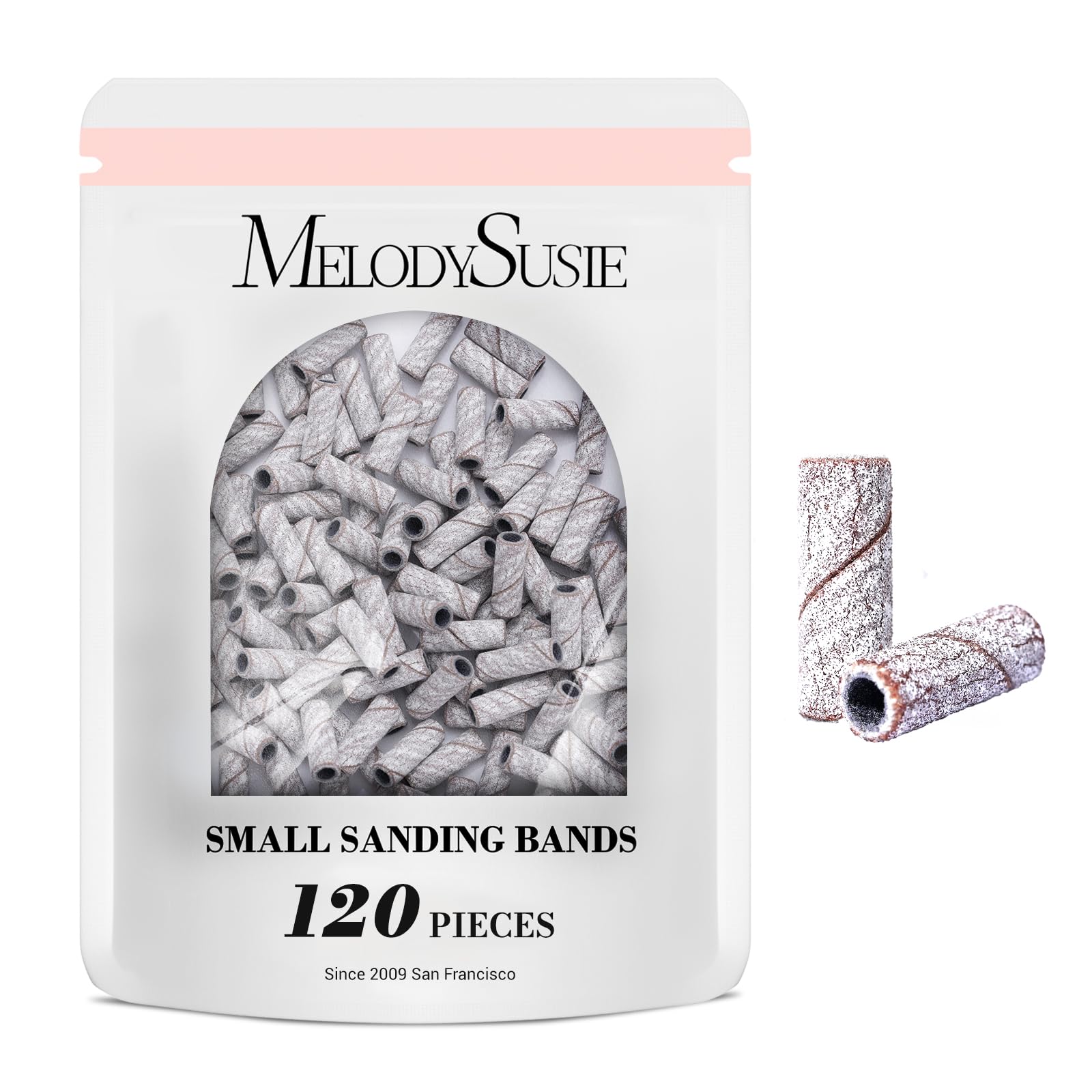 MelodySusie 120 Pcs Nail Drill Bits Small Sanding Bands for 3.1mm Mandrel Bit, 240 Extreme Fine Grit Nail File for Acrylic Nails