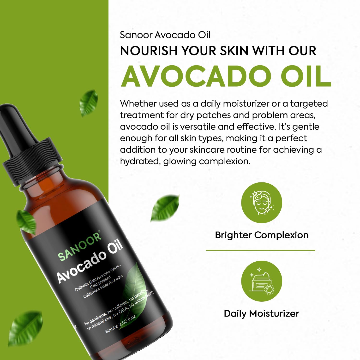 Sanoor California Gold Avocado Oil - 100% Pure & Cold-Pressed - Premium Grade For Hair & Skin With Nutrient-Rich Hair Butter - 2