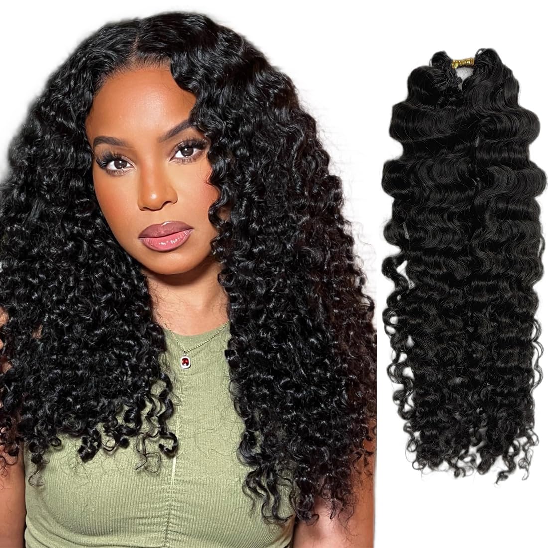 Burmese Water Wave Crochet Hair Knotless Human Hair Extensions Micro Twists Pre Separated Feather Hair For Braiding Natural Colo