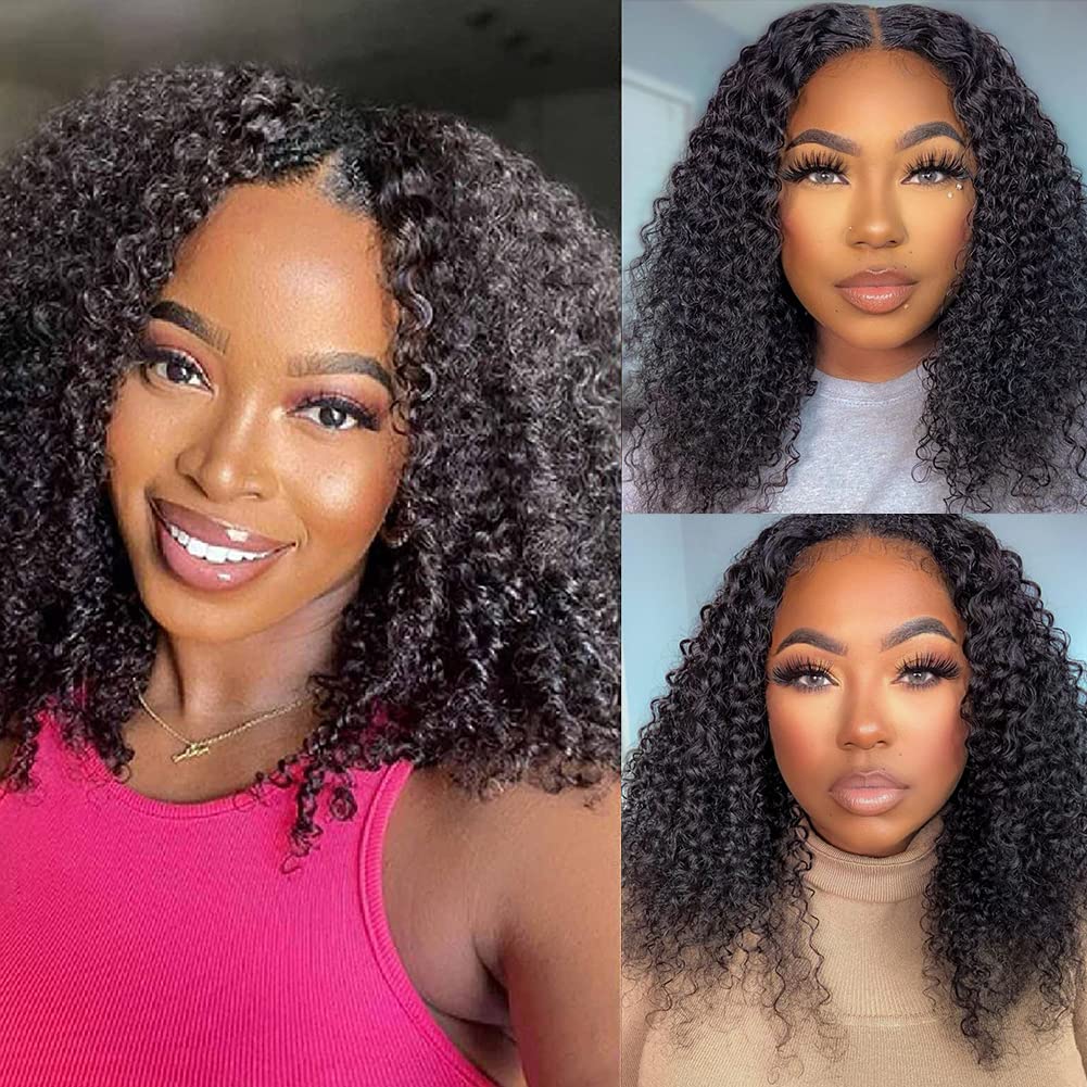 4Girl4Ever V Part Wig Human Hair Kinky Curly Wig Upgrade U Part Human Hair Wigs For Black Women No Leave Out Vpart Wig Glueless