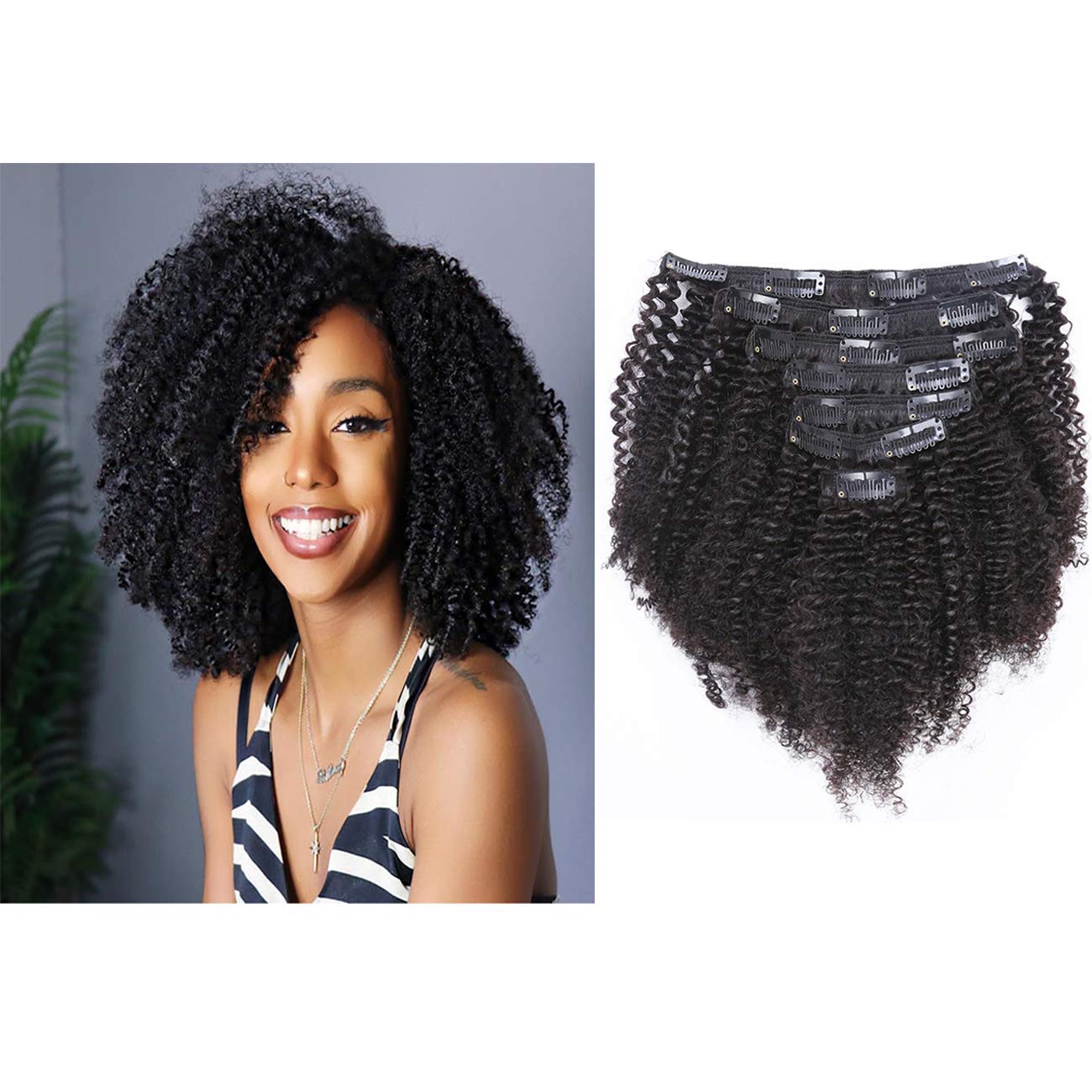 8A Grade Brazilian Remy Hair Clip in Extensions Afro Kinkys Curly Clip Ins Natural Virgin Hair African Americans Full Head 100% 