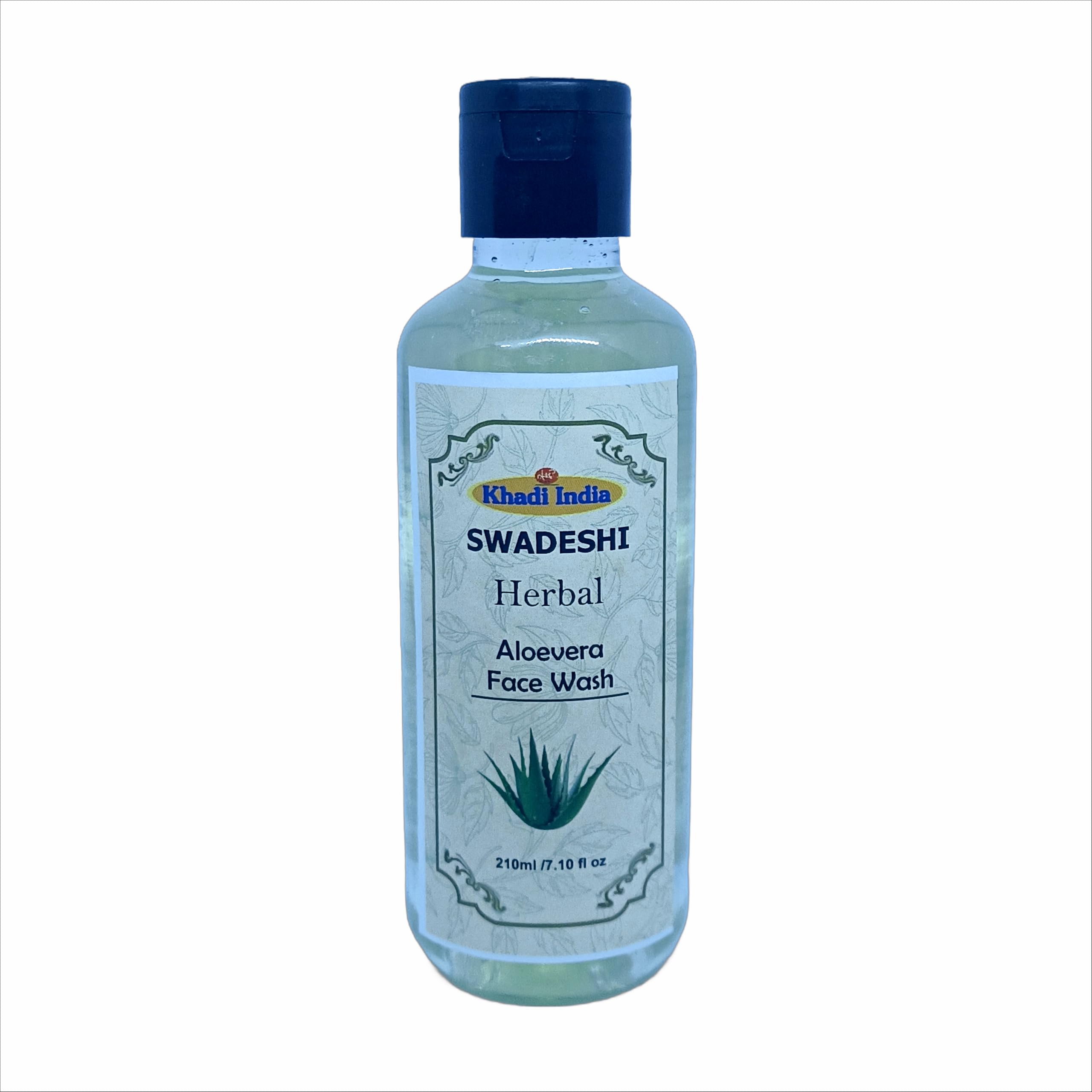 Khadi Natural 100% Herbal Aloe Vera Face Wash  Gentle Cleanser For Glowing Skin, Sulfate & Paraben Free, Suitable For All Skin 