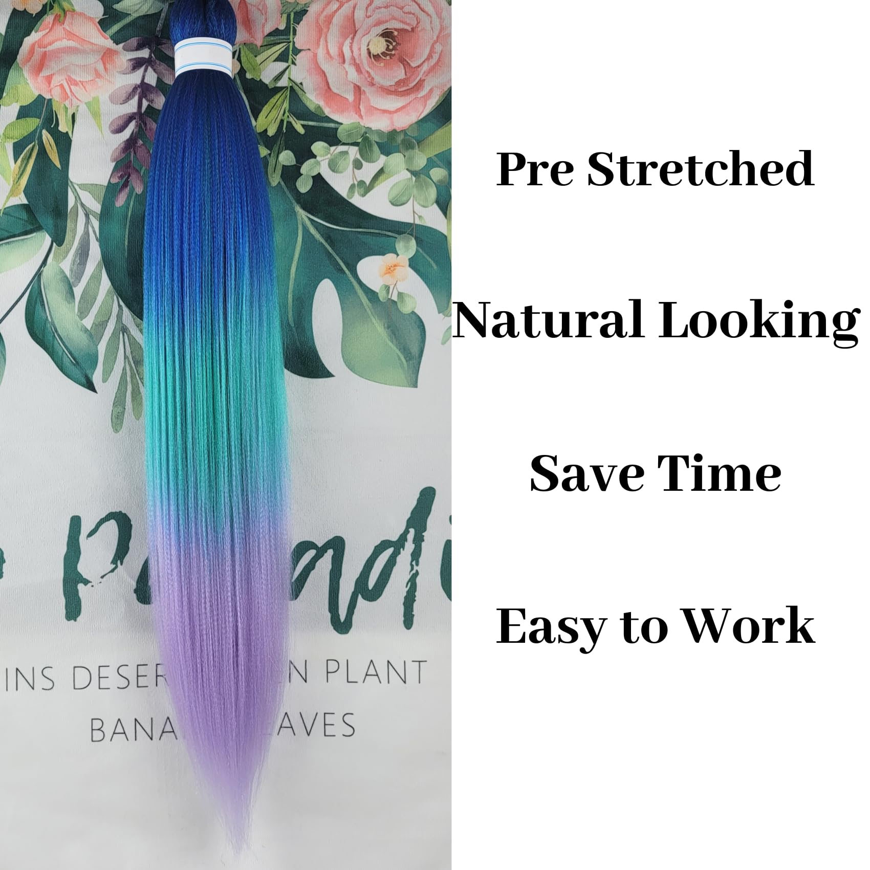 Ombre Braiding Hair Blue Dark Green LavenderPre stretched Kanekalon Braiding Hair Extensions Feed in Braids 26inch