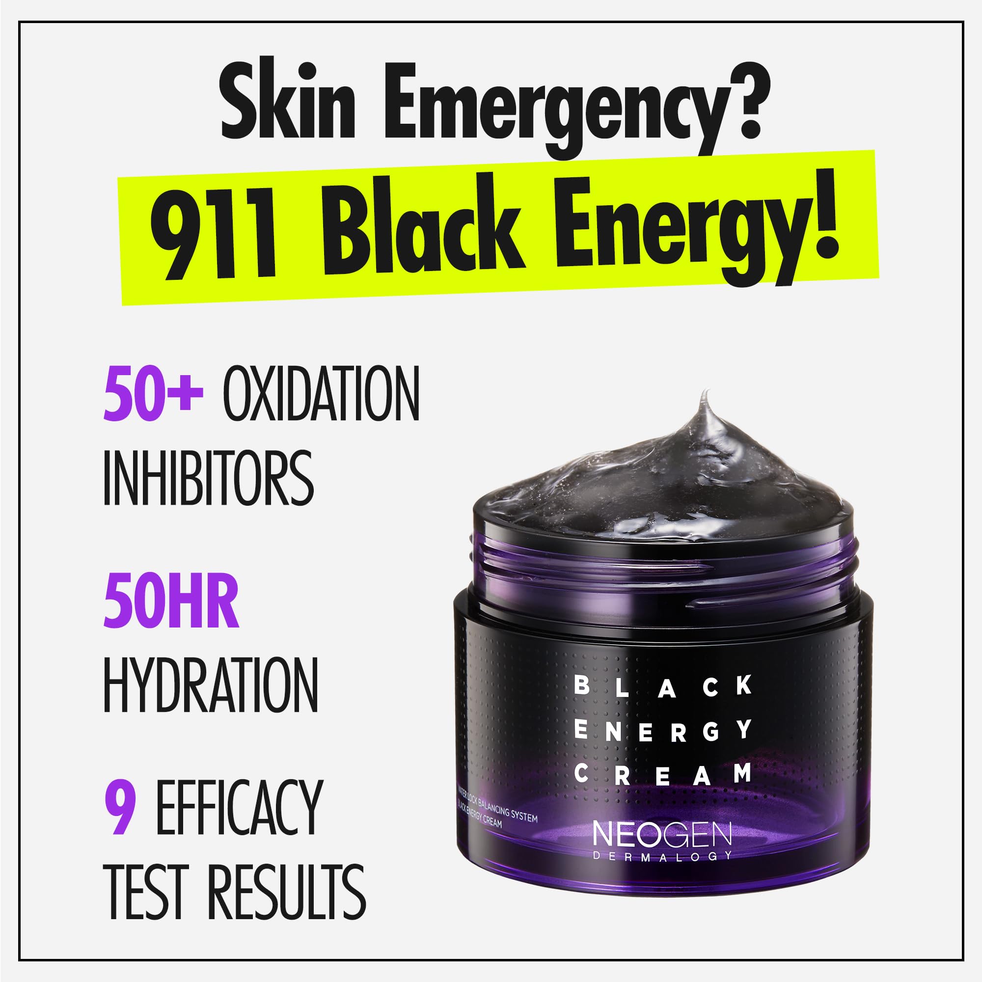 [K-Beauty] Neogen Dermalogy Black Energy Cream | Revitalizing & Nourishing Gel Moisturizer Sleep Mask Facial Cream w/Plant-Deriv