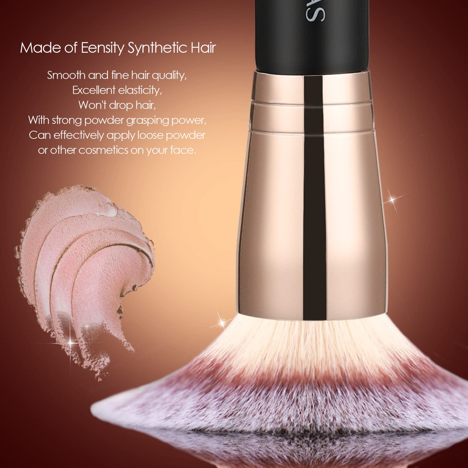 Kingmas Foundation Makeup Brush, Premium Kabuki Brush, Double-Ended Contour Brush (Flat/Angled Round Top) For Blending Liquid Po