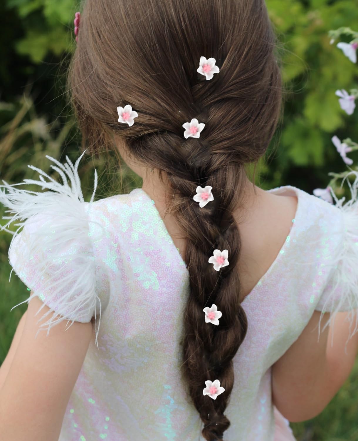 Wecoe 20 Pcs Small White Lily Hair Clips With Pink Flower Core - Cute Tiny Mini Decorative Accessories For Girls, Toddlers, And