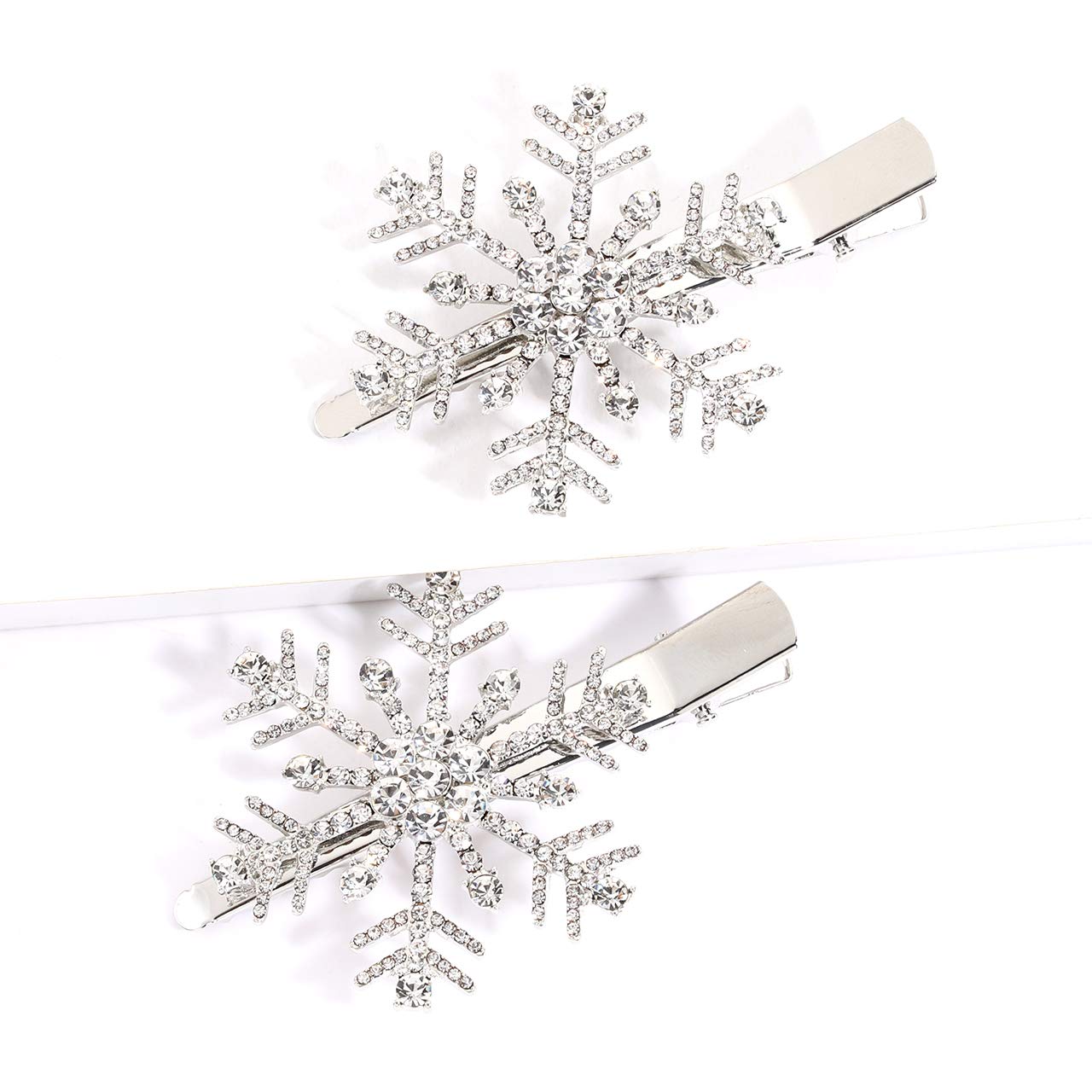 Hzeyn Christmas Snowflake Hair Clips Winter Holiday Jewlry Big Crystal Snowflake Hairpin Barrette Wedding Bridal Hair Accessorie