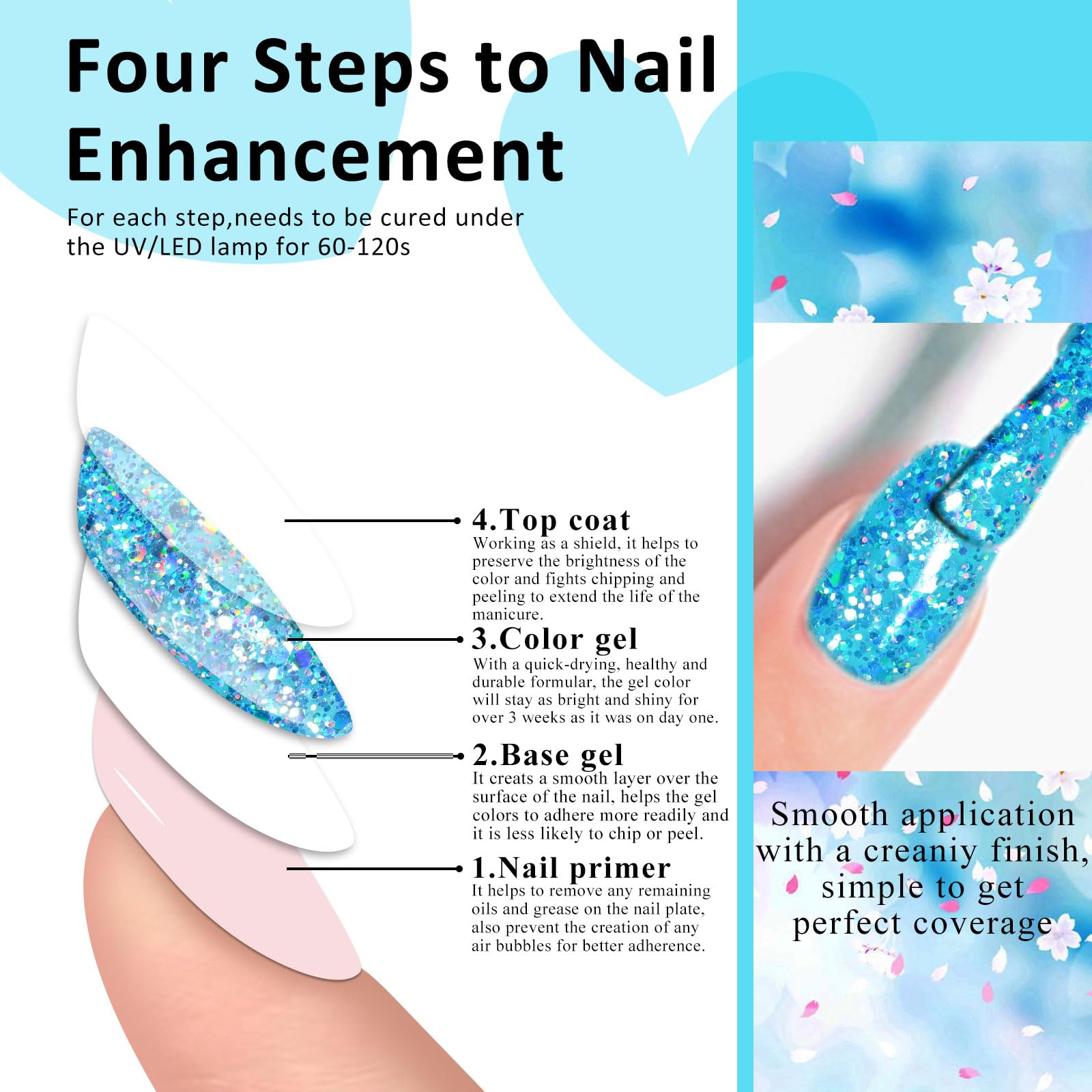 Meet Across Gel Nail Polish Set, 8Pcs Glitter Gel Nail Polish Kit, Soak Off Uv/Led Nail Polish Nail Art Design Salon Home Gifts