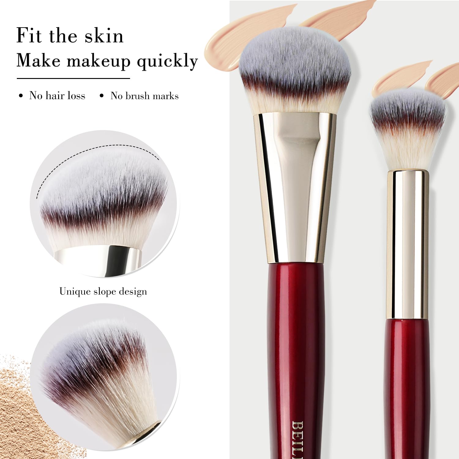 Beili Makeup Brush Set 15Pcs Professional Contoured Foundation Brush Premium Synthetic Makeup Brushes For Liquid, Cream & Powder