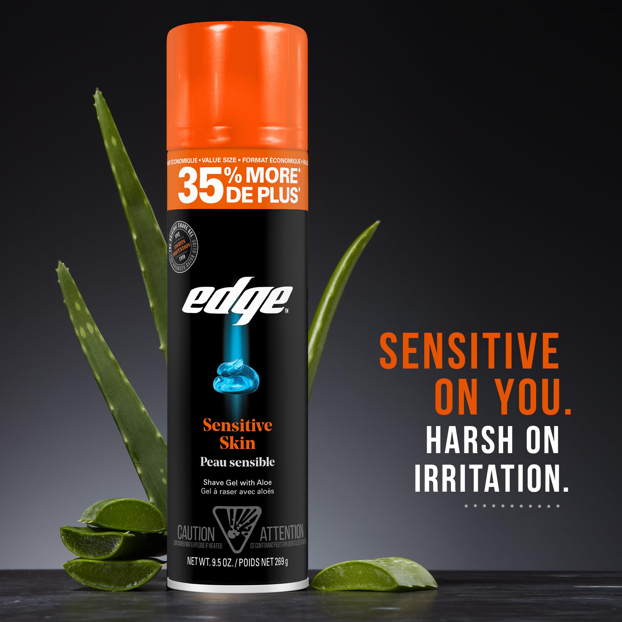 Edge Shaving Gel for Men, 9.5oz, 2 Pack Mens Shave Gel with Aloe, Mens Shaving Cream, Sensitive Skin Shave Gel - Moisturizes, Pr