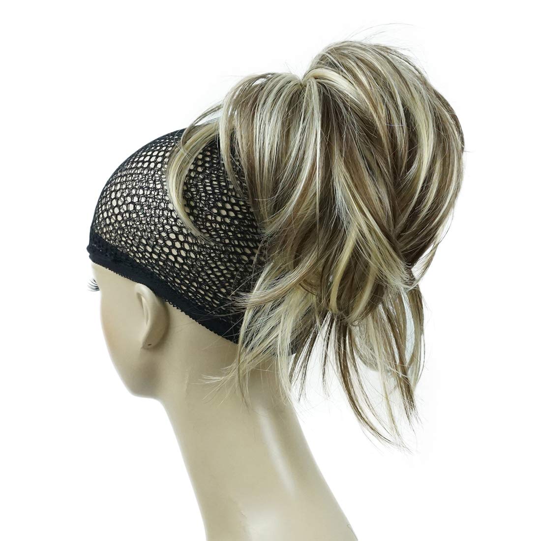Lydell Adjustable Messy Style Ponytail Hair Extension Synthetic Hairpiece with Jaw Claw Amazing Shape For You AB461 Brown Highli