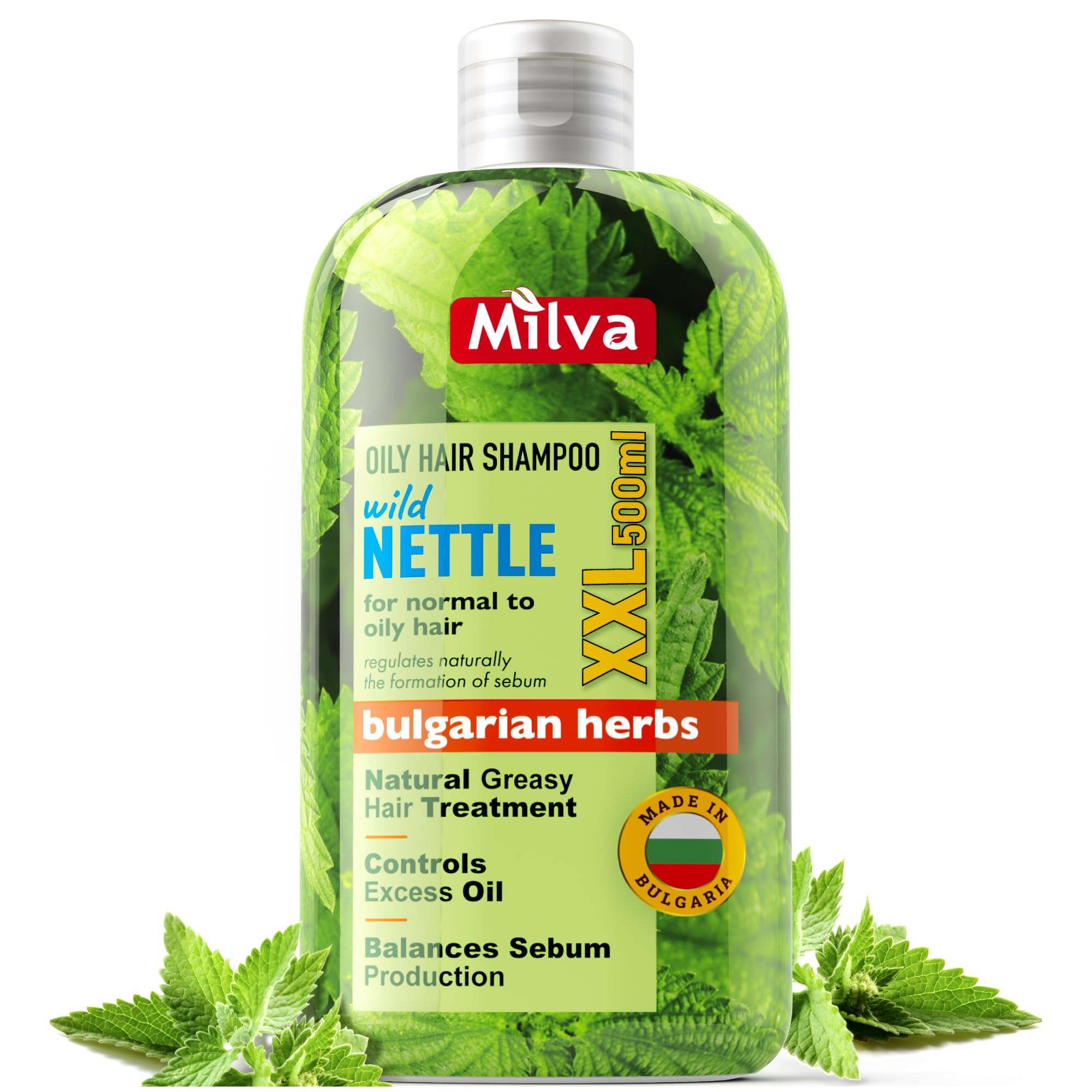 Milva Nettle Shampoo for Oily Hair - 17 Fl Oz Natural Oily Hair Shampoo for Greasy Roots & Scalp - Clarifying Degrease Treatment