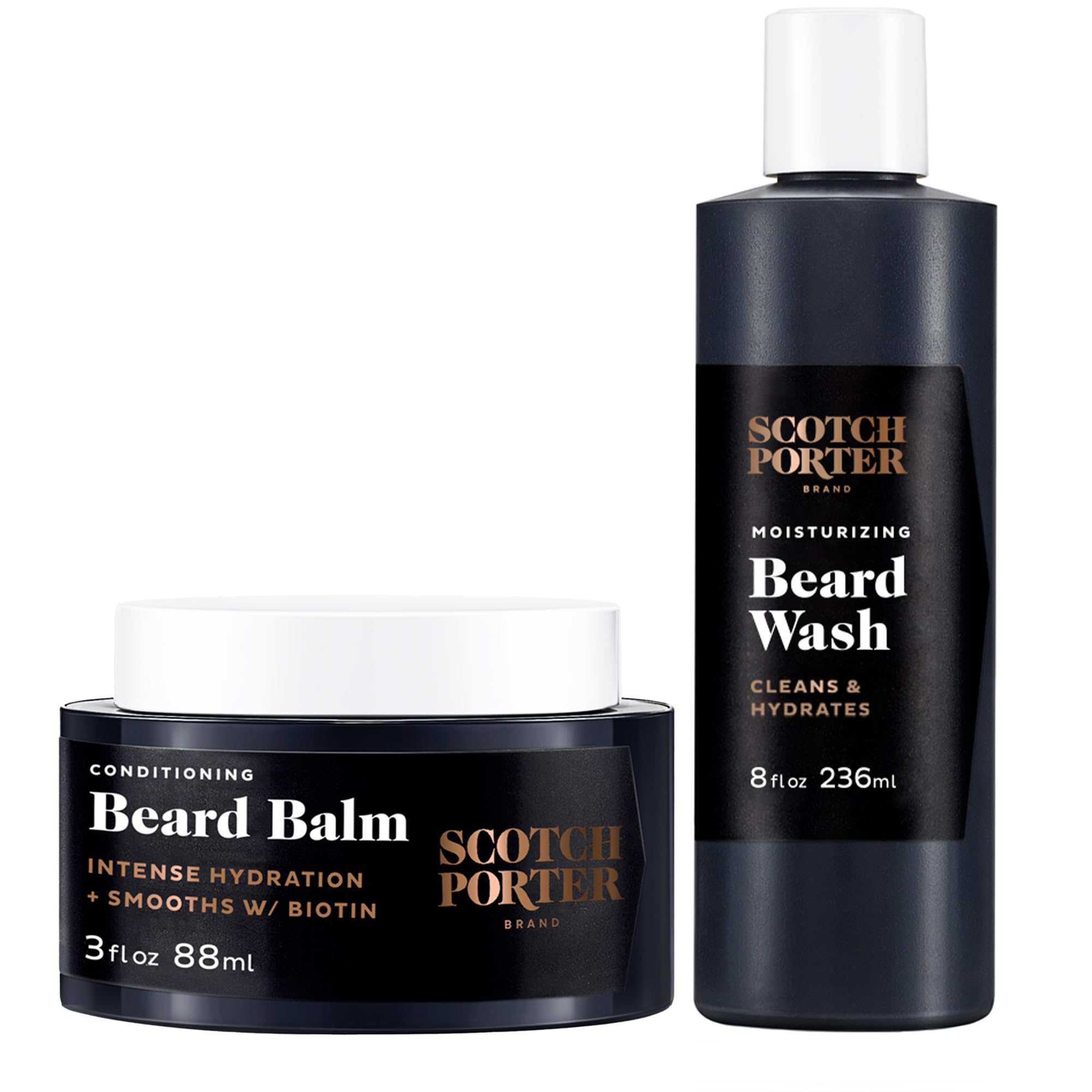 Scotch Porter Conditioning Beard Balm & Moisturizing Beard Wash Bundle - Smooth, Shape, Moisturize & Cleanse While Encouraging G