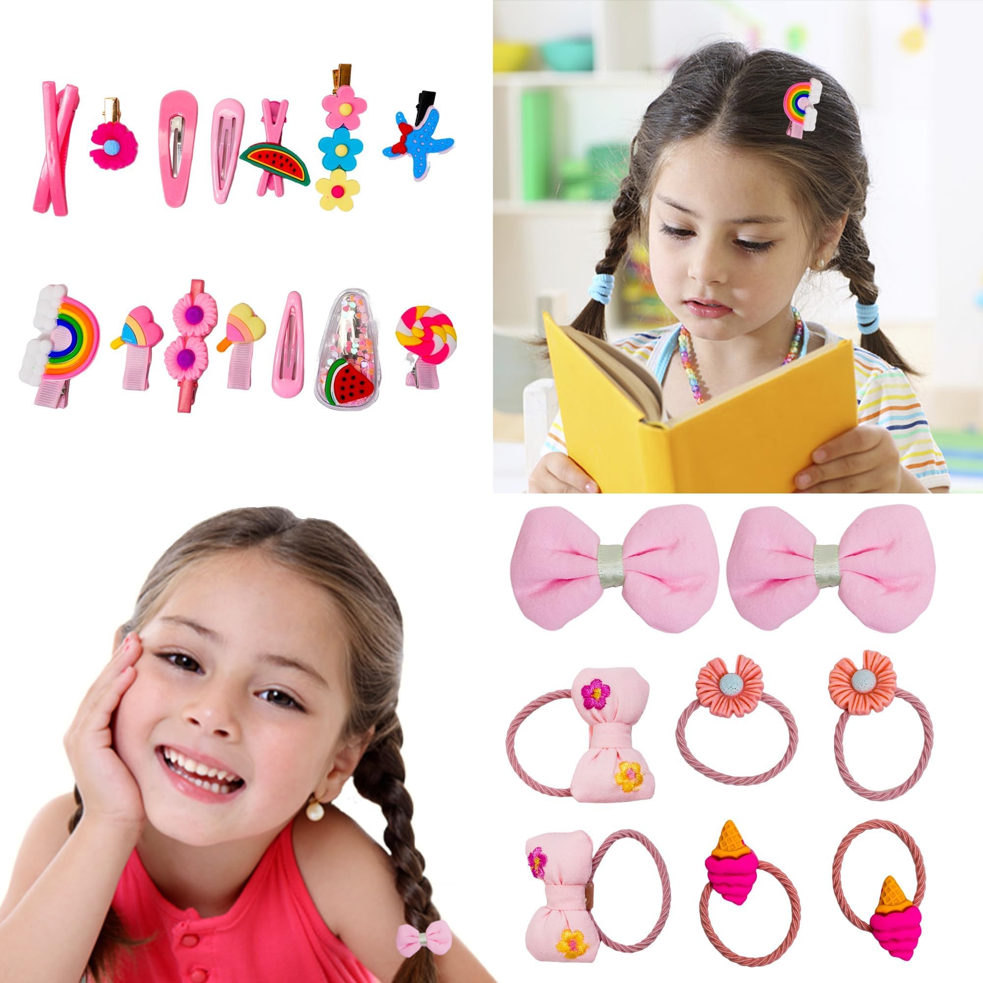Rolling Art Hair Accessories For Girls Hair Clips Including Jewelry Box Hair Stuff Hair Barrettes Hair Ties Hair Bows Teen Girl