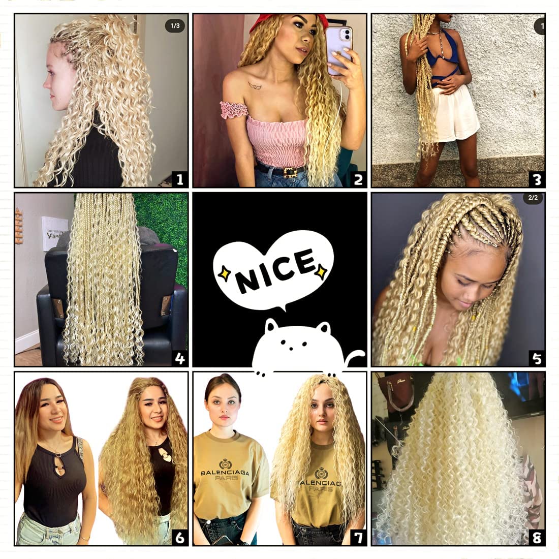 Blonde Ocean Wave Crochet Hair, 22inch 6Packs Crochet Hair Curly Blonde, Synthetic Deep Wave Crochet Hair Extensions for Women #